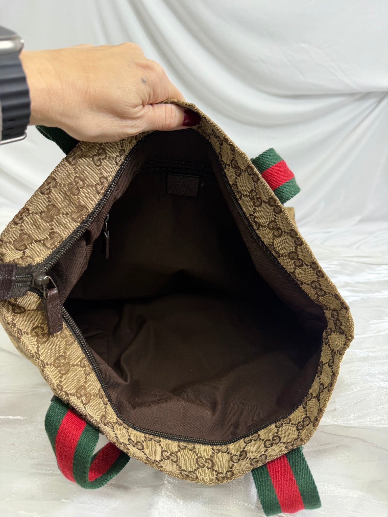 Gucci GG Brown Canvas Web Straps Messenger Bag