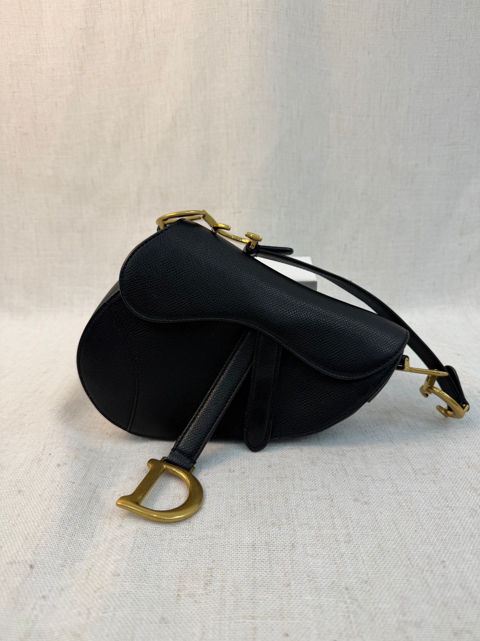 LIKE NEW-Christian Dior Black Leather Mini Saddle Bag