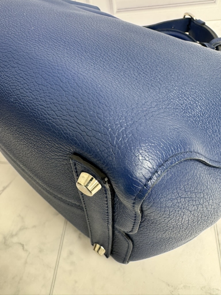 Christian Dior Blue Grained Leather Open Bar 2Way Bag