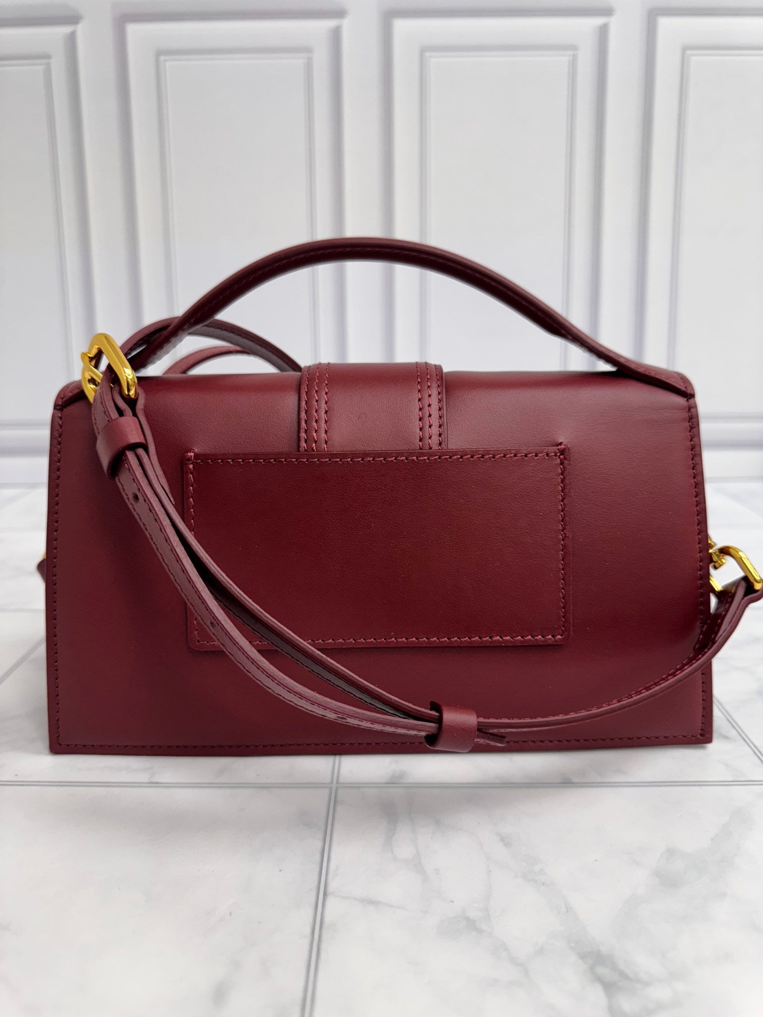 BRAND NEW - Jacquemus Burgundy Leather Le Grand Bambino Handbag 2Way Handbag