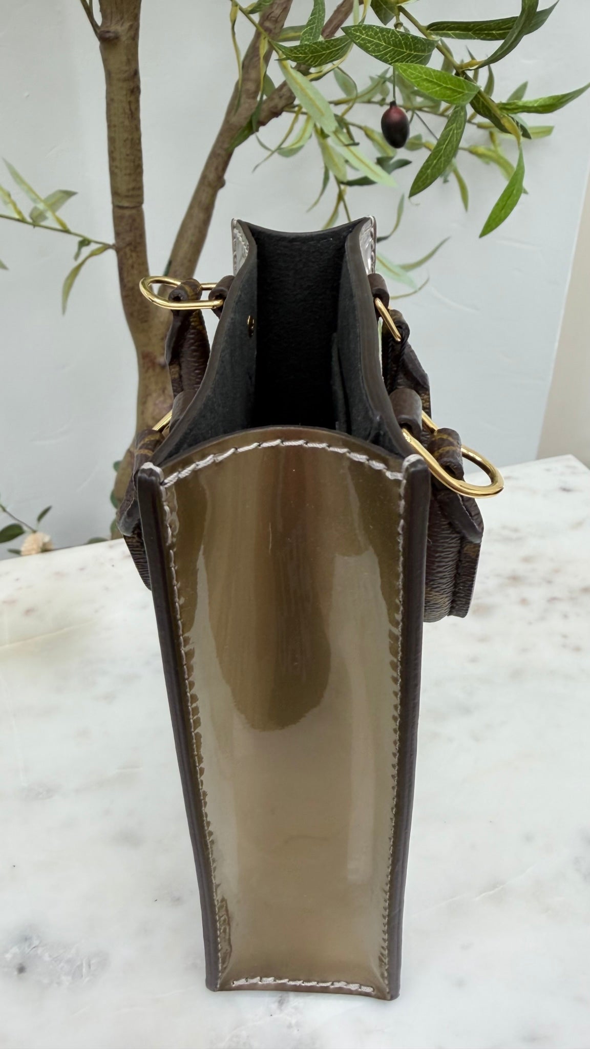 Louis Vuitton Metallic Taupe Vernis Petit Sac Bag