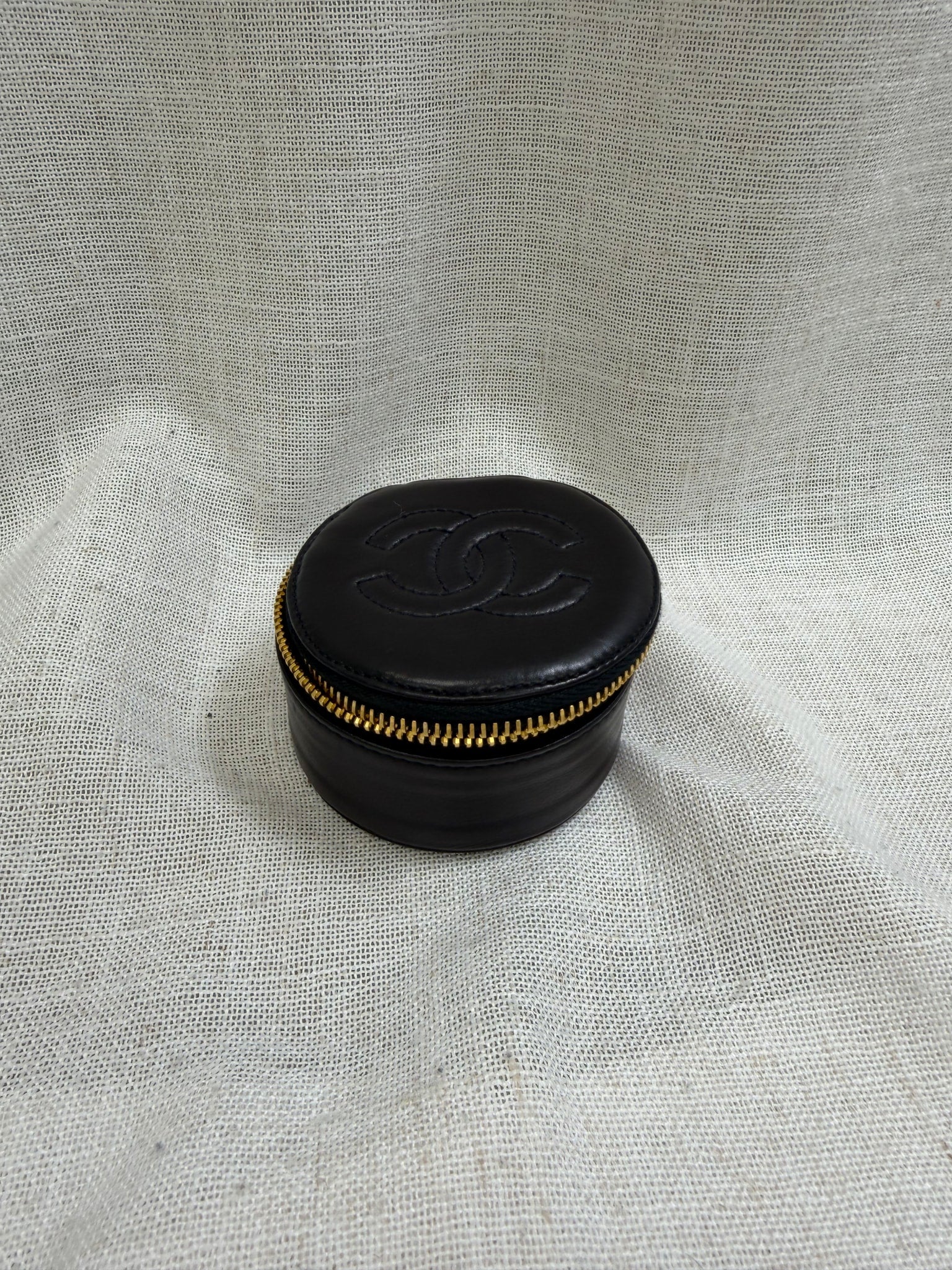 Chanel Black Lambskin Leather Jewelry Case