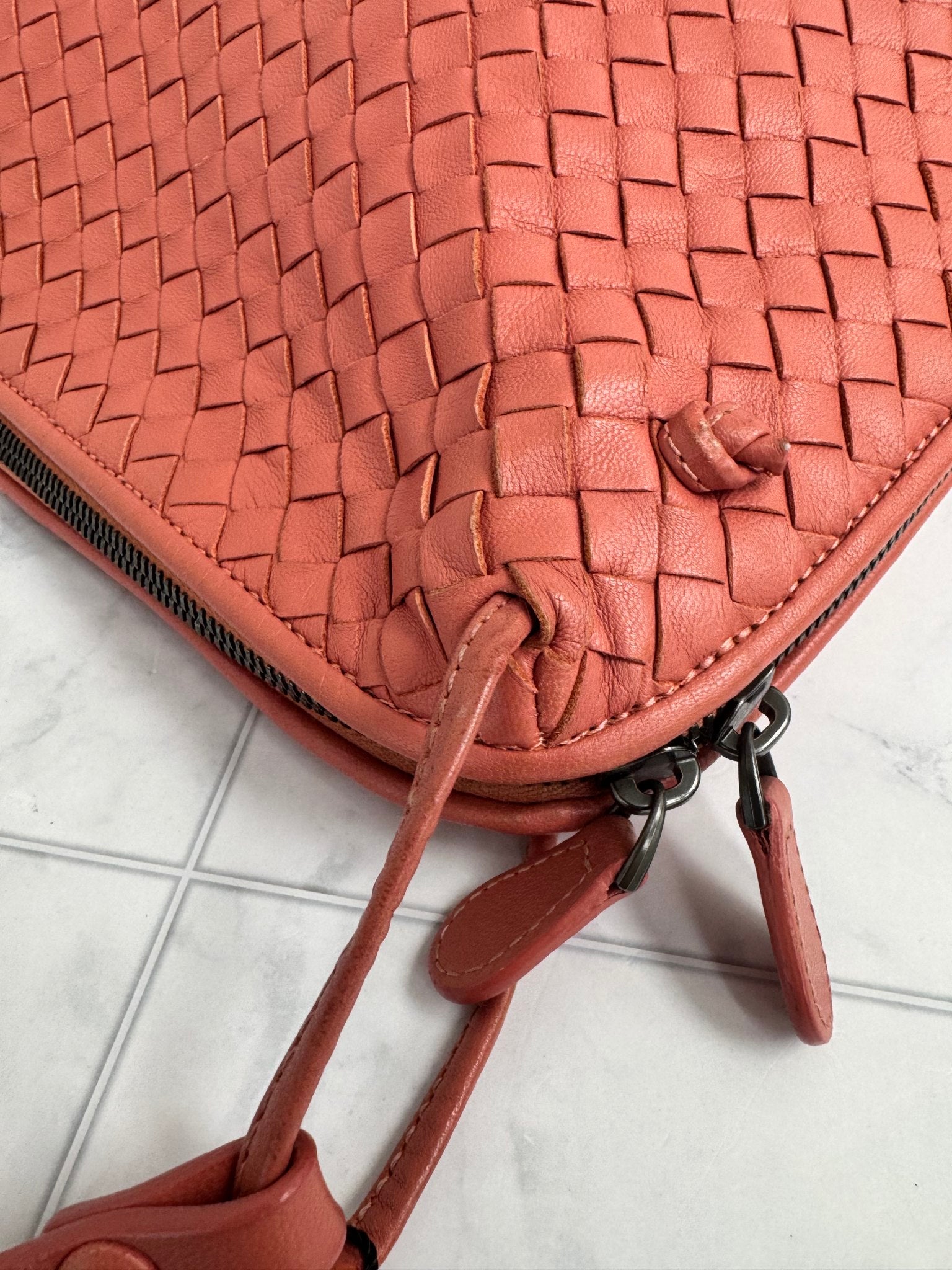 Bottega Veneta Pink Intrecciato Leather Crossbody Bag