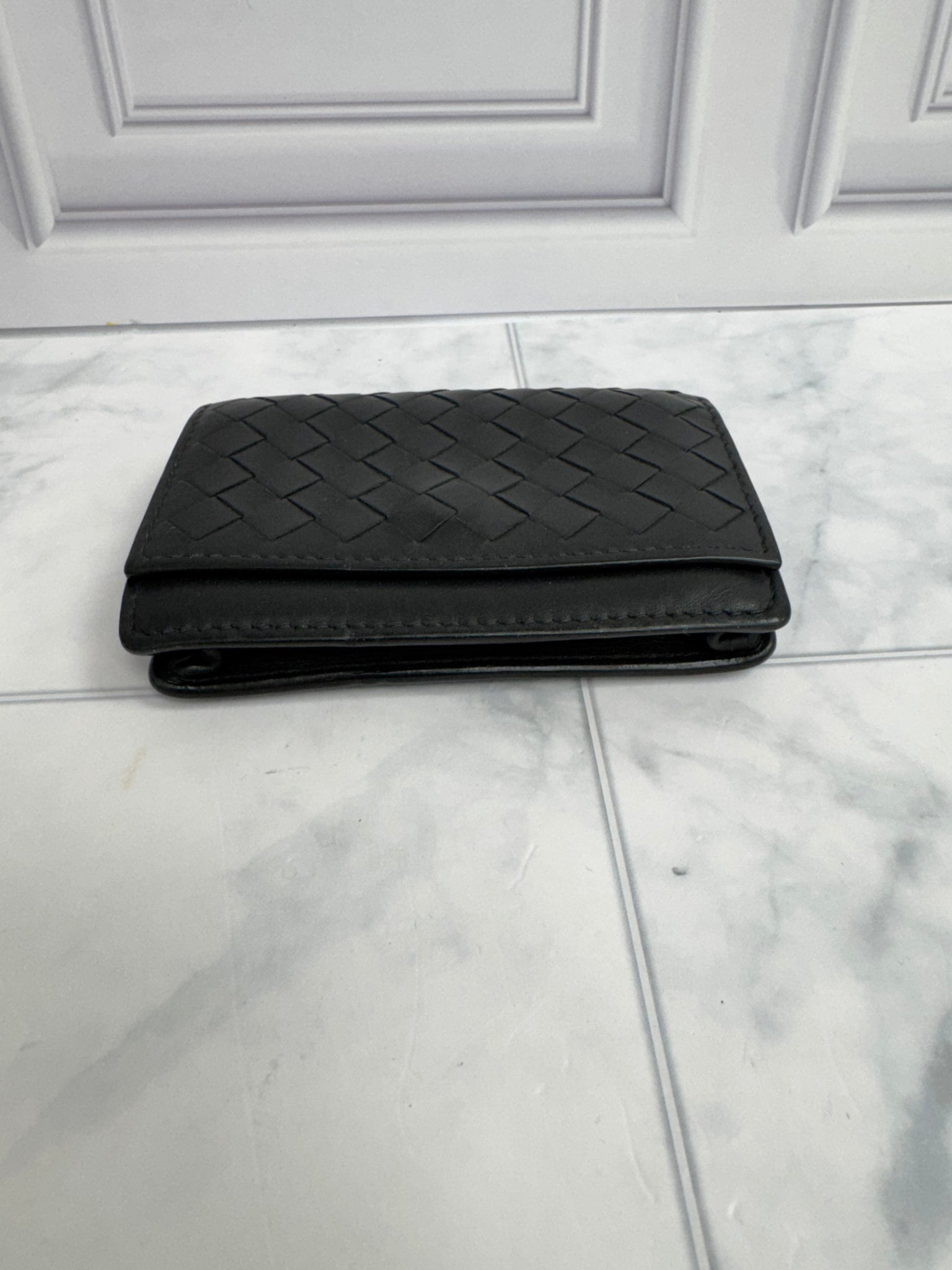 Bottega Veneta Black Intrecciato Leather Card Case