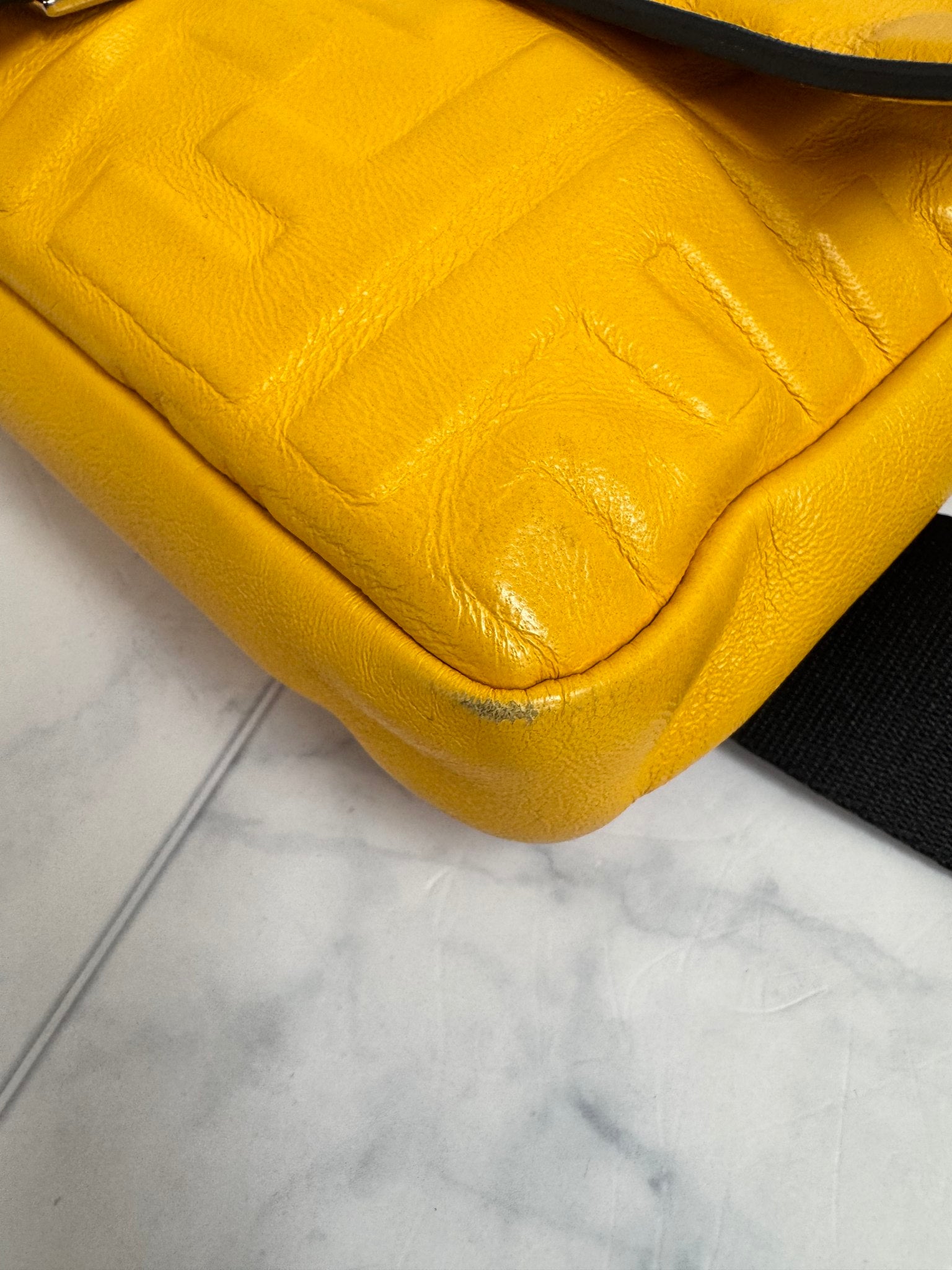 Fendi Yellow Zucca Embossed Leather Baguette 2Way Bag