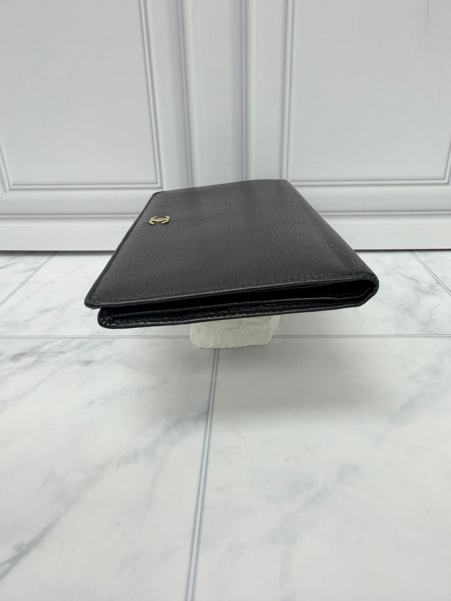 Chanel Black Grained Leather Wallet