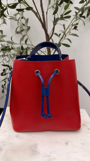 LIKE NEW - Louis Vuitton Red & Blue Epi Leather NeoNoe MM