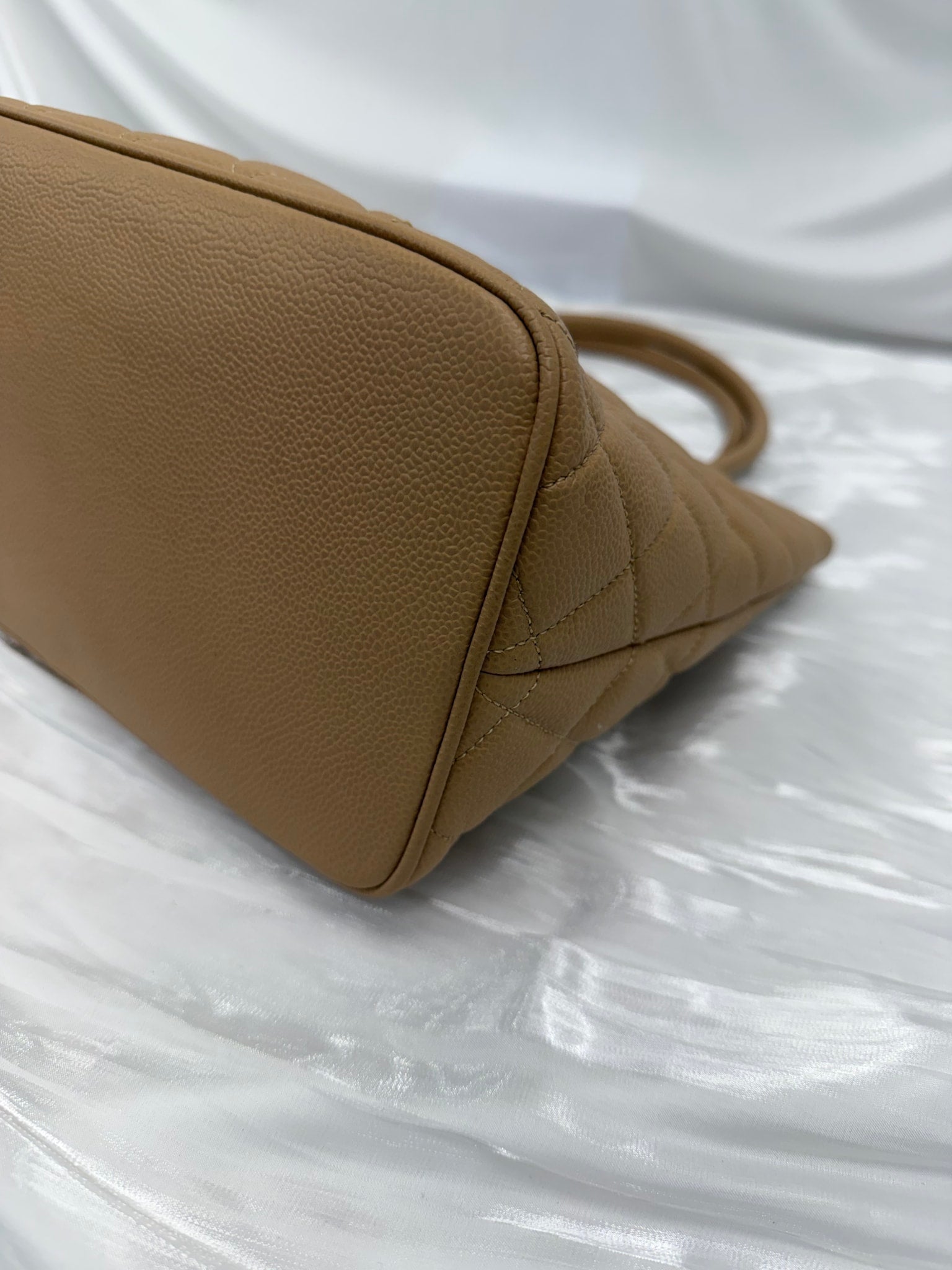 Chanel Beige Caviar Quilted Medallion Tote Bag