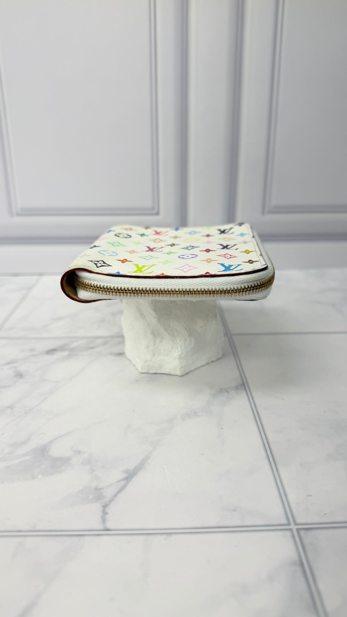 Louis Vuitton White Multicolor Monogram Zippy Compact Wallet
