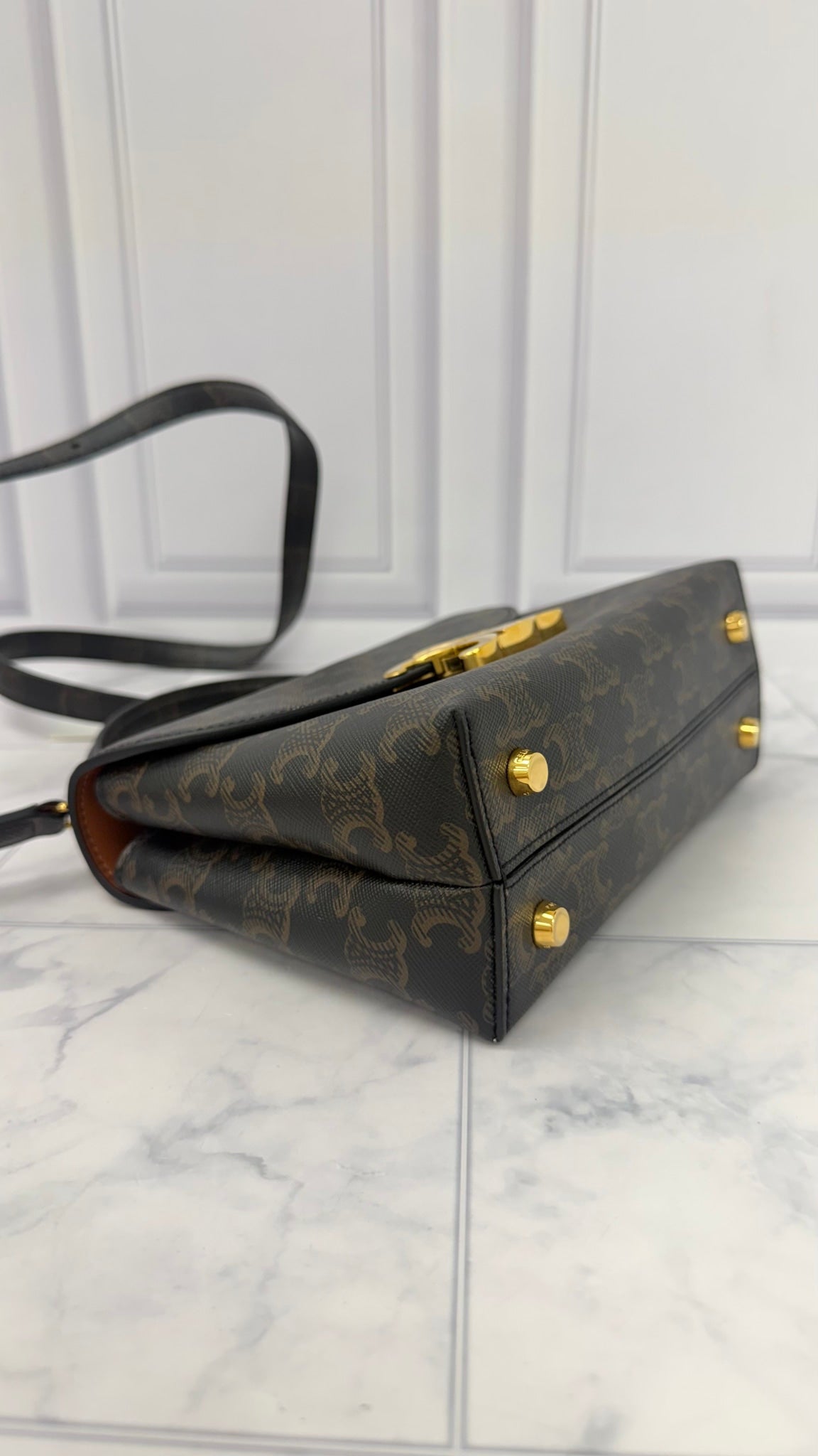 LIKE NEW - Celine Black Triomphe Canvas Teen Nino Bag
