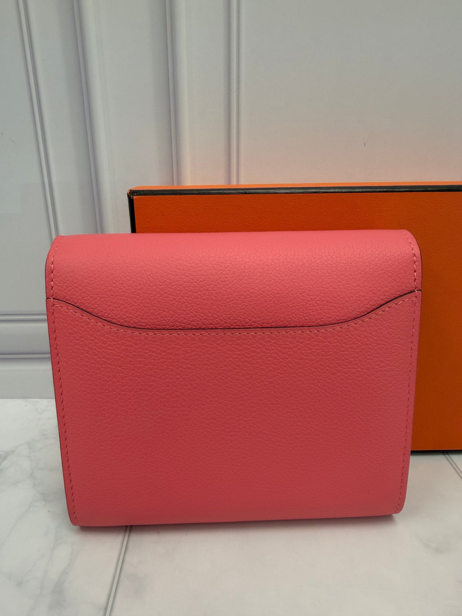 Hermes Pink Constance Leather Compact Wallet 