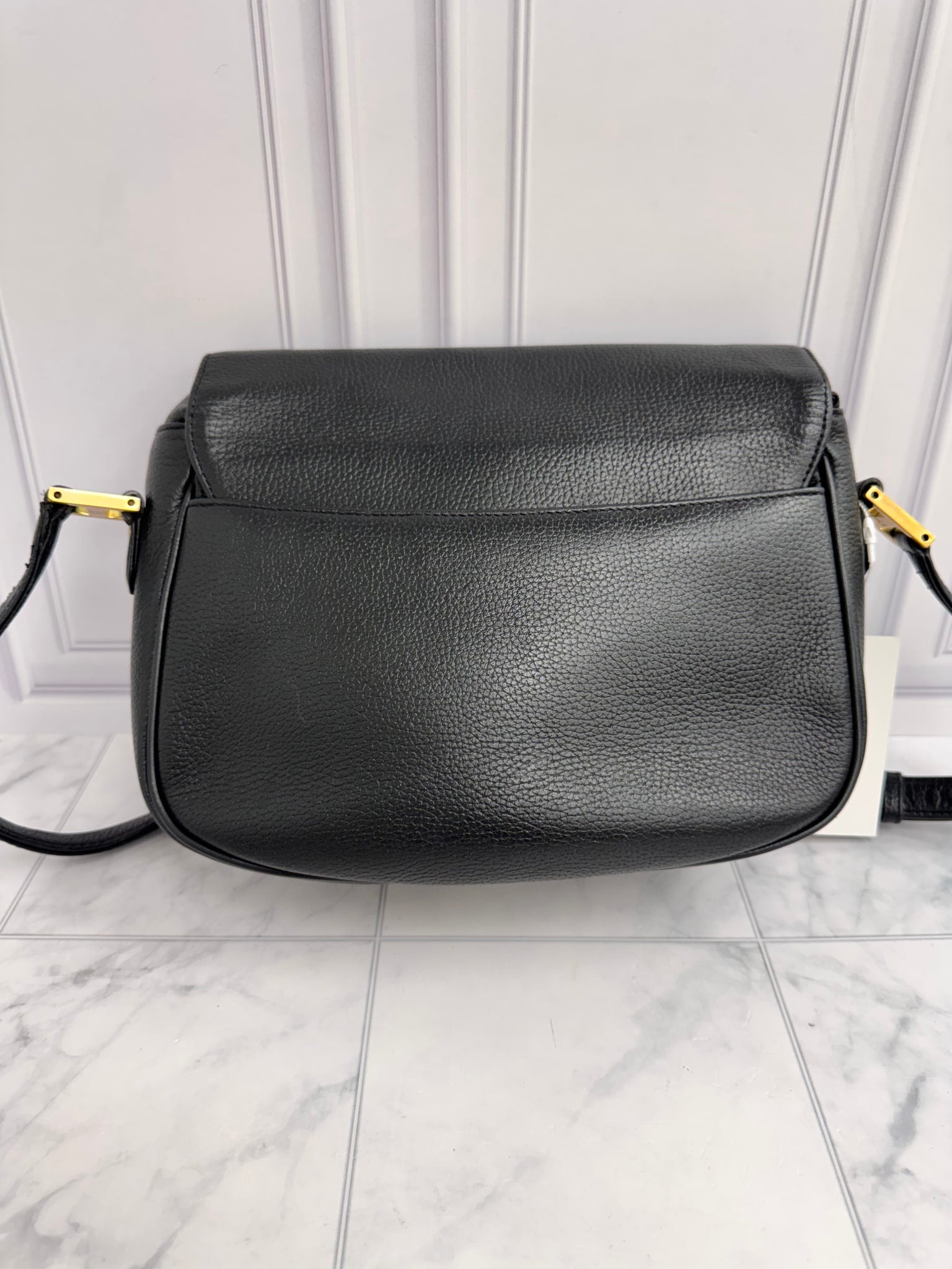 MCM Black Grained Leather Flap Crossbody Bag