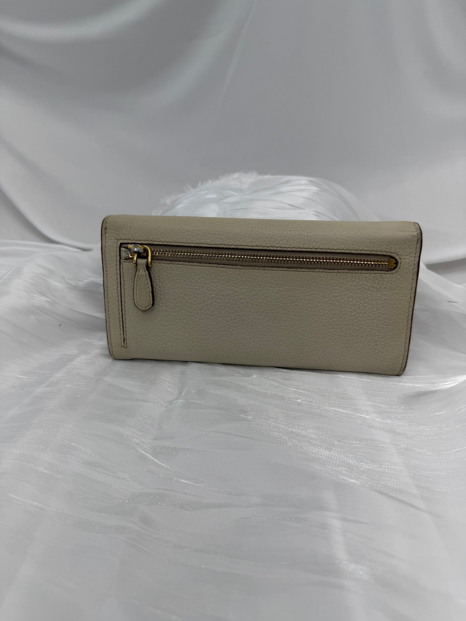 Prada Cream Leather Long Wallet