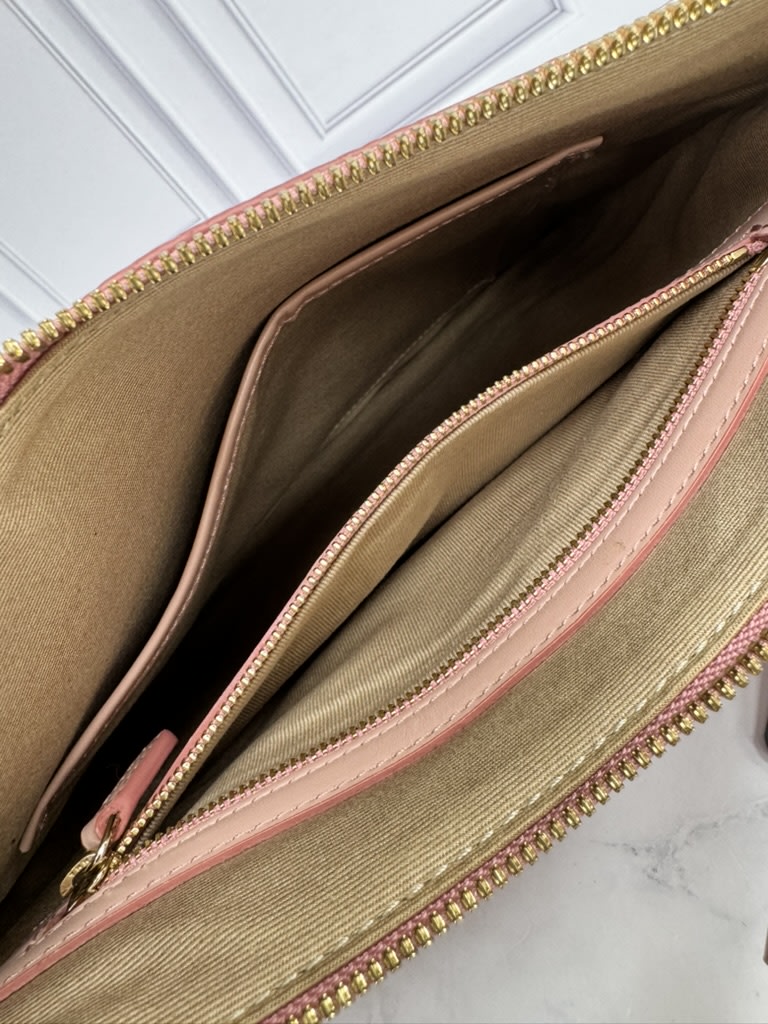 MCM Pink Monogram Visetos Leather Crossbody Pouch