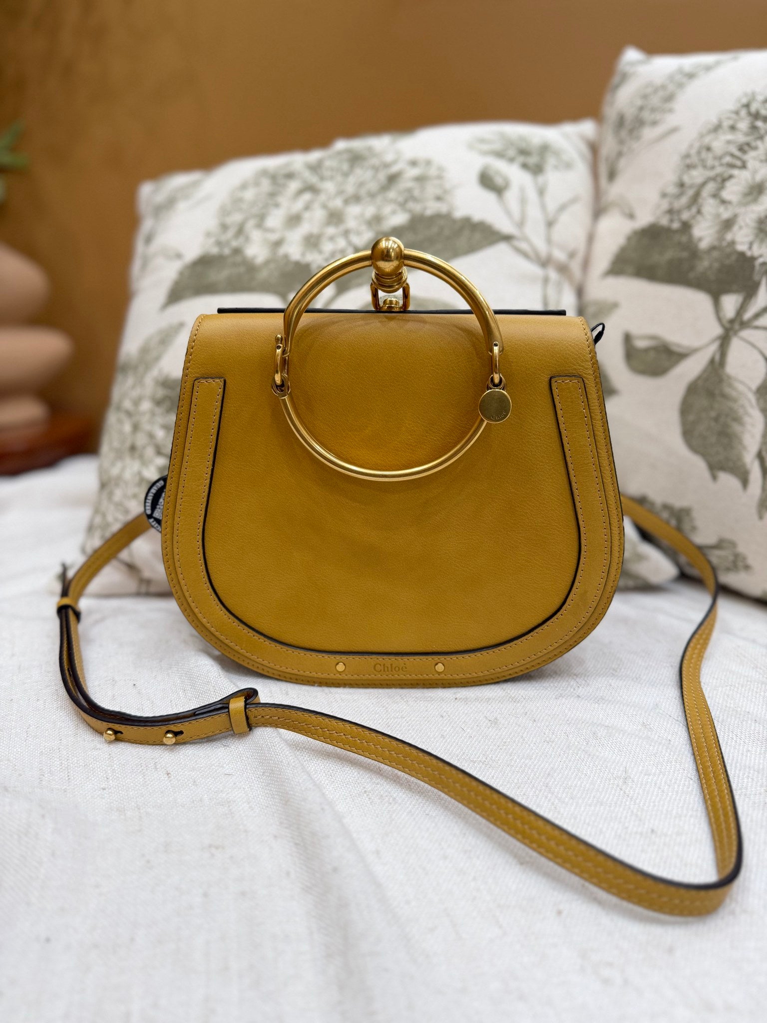 Chloe Mustard Leather Nile Bracelet Bag