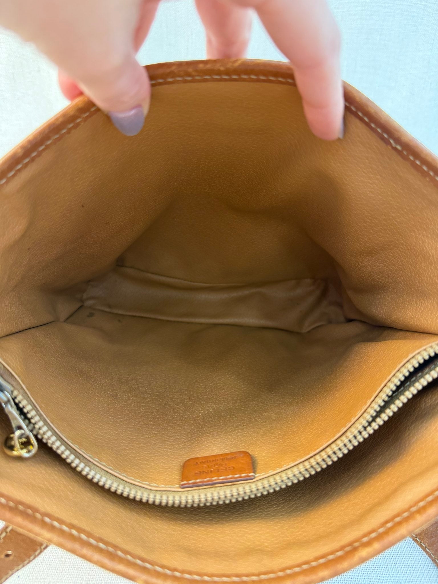 Celine Brown Coated Canvas Macadam Tote Bag