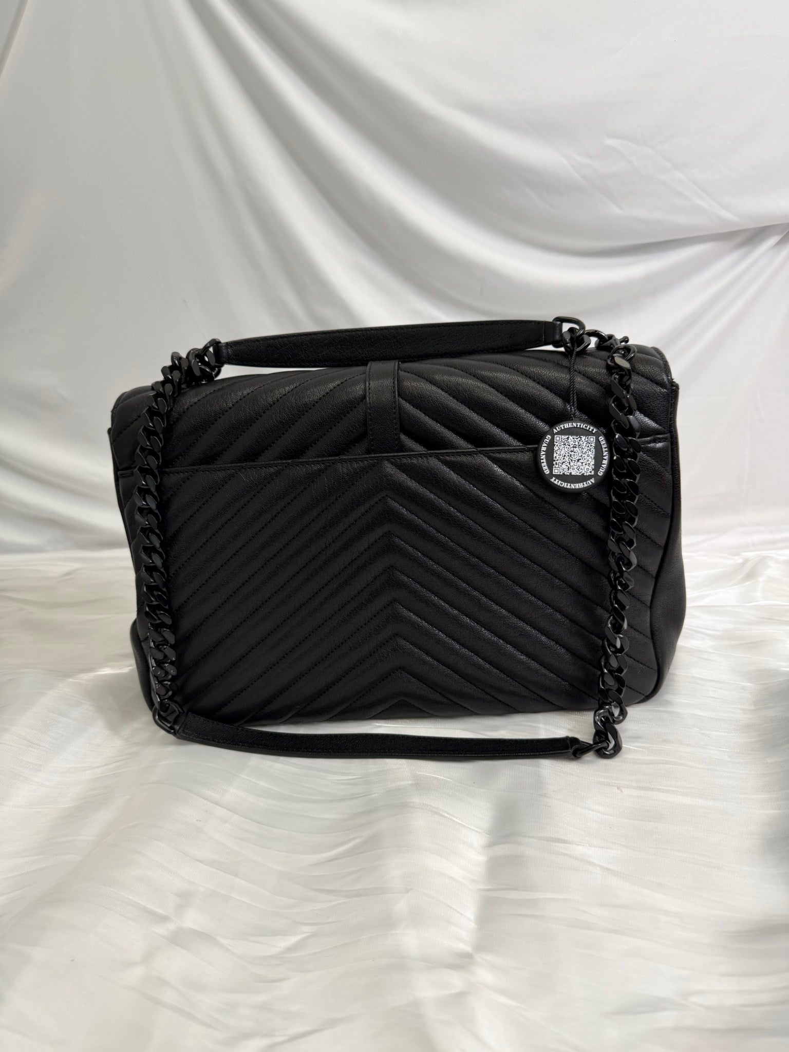 Saint Laurent YSL Black Quilted Leather College Flap Bag