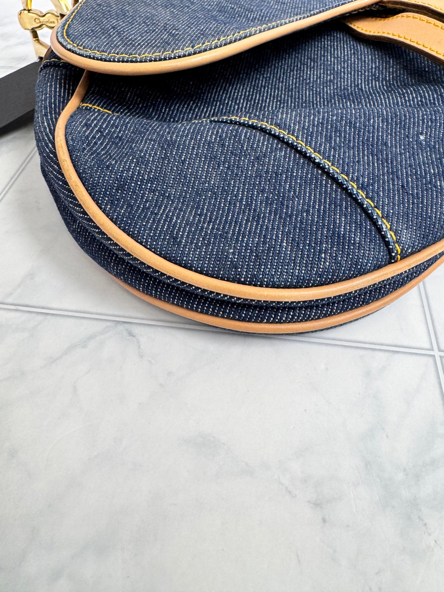Christian Dior Blue Denim Saddle Bag