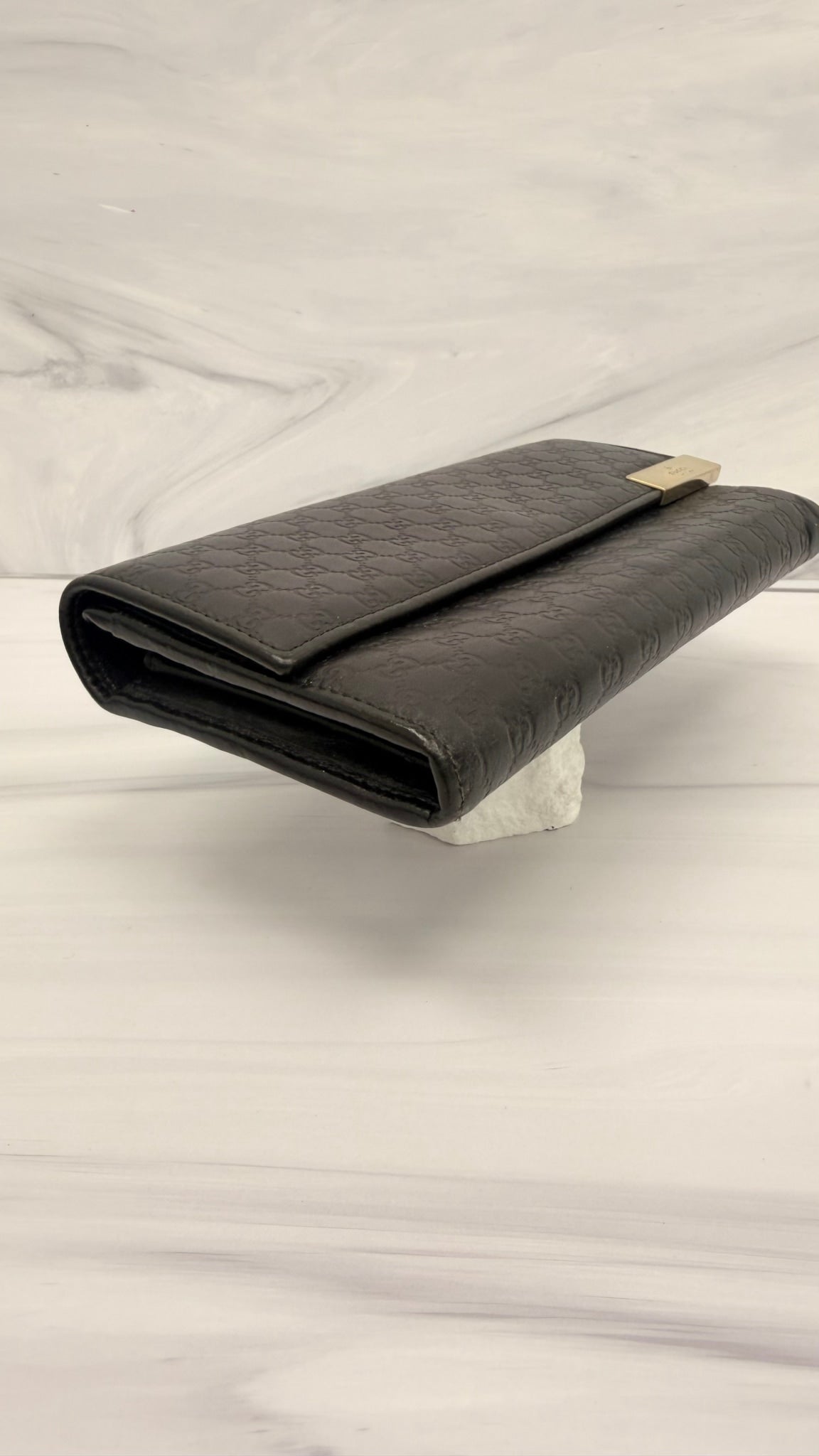 Gucci Black Guccissima Leather Long Wallet 