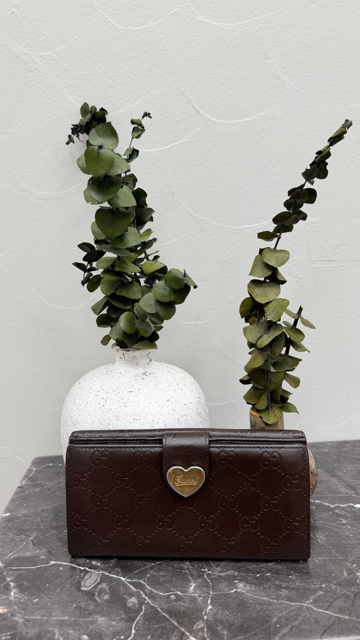 Gucci Brown Leather Guccissima Heart Continental Wallet 