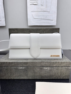 LIKE NEW - Jacquemus White Leather Le Bambino Long Shoulder Bag