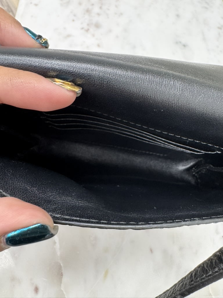 Burberry Black Grained Leather Small Crossbody Bag