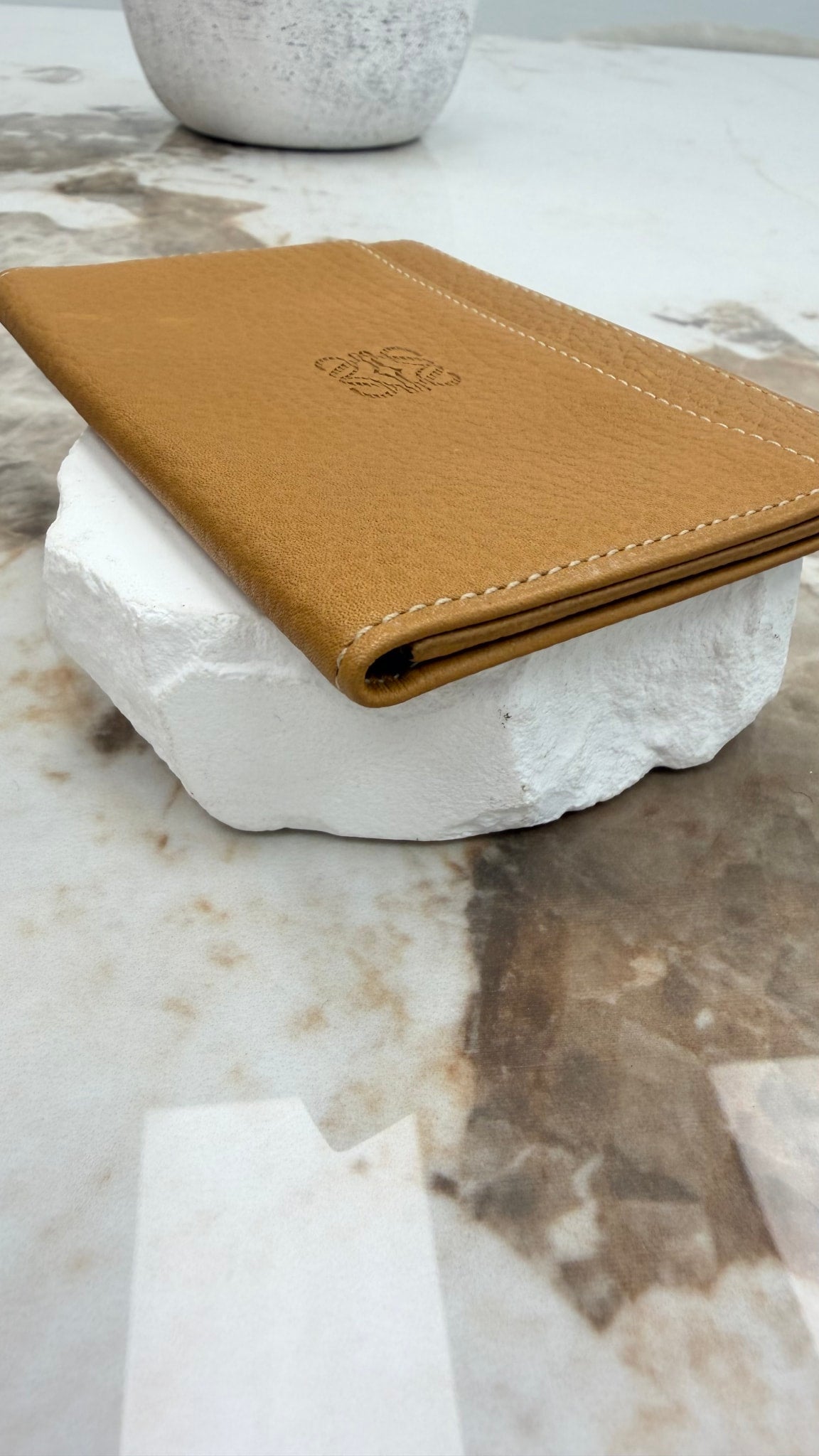 Loewe Vintage Tan Leather Anagram Card Case