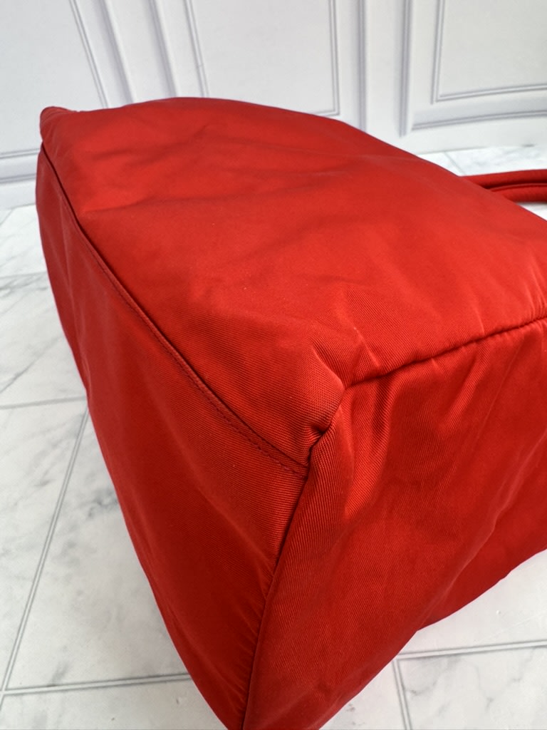 Prada Red Nylon Top Handle Bag