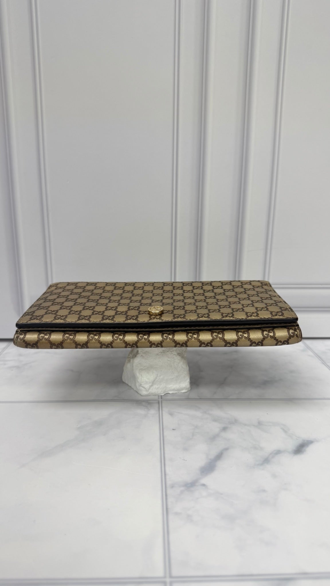 Gucci Gold Micro Guccissima Leather Flap Wallet