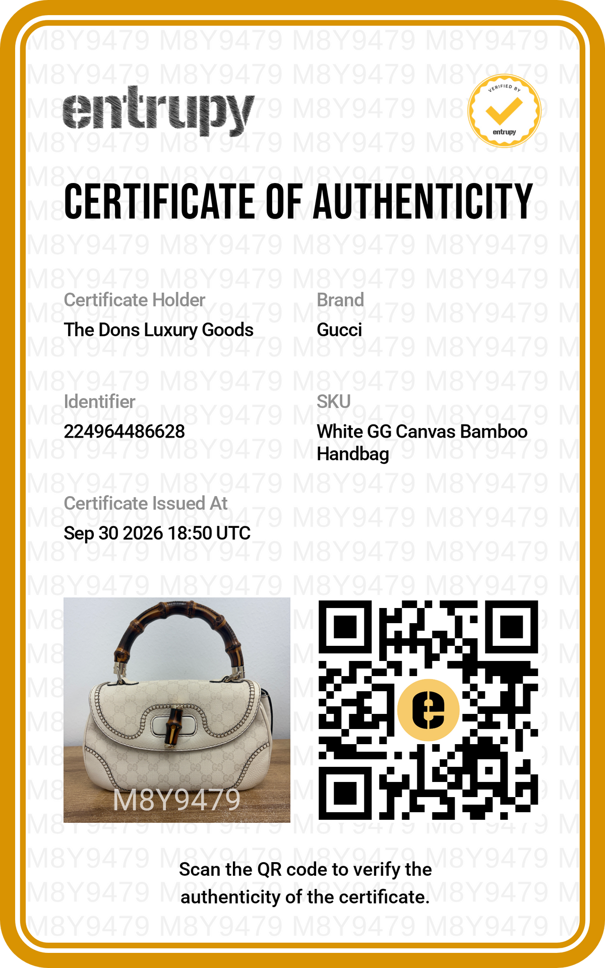 Entrupy certificate