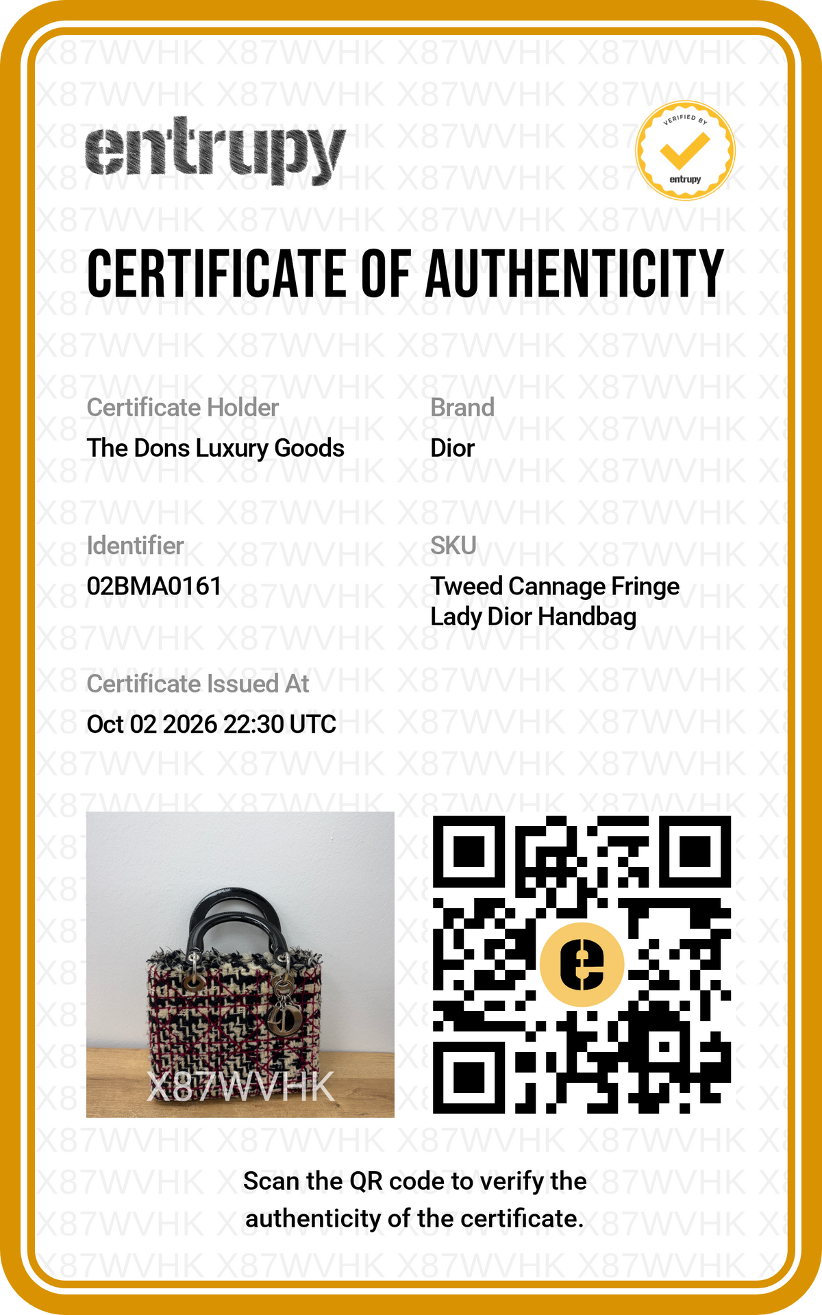 Entrupy certificate