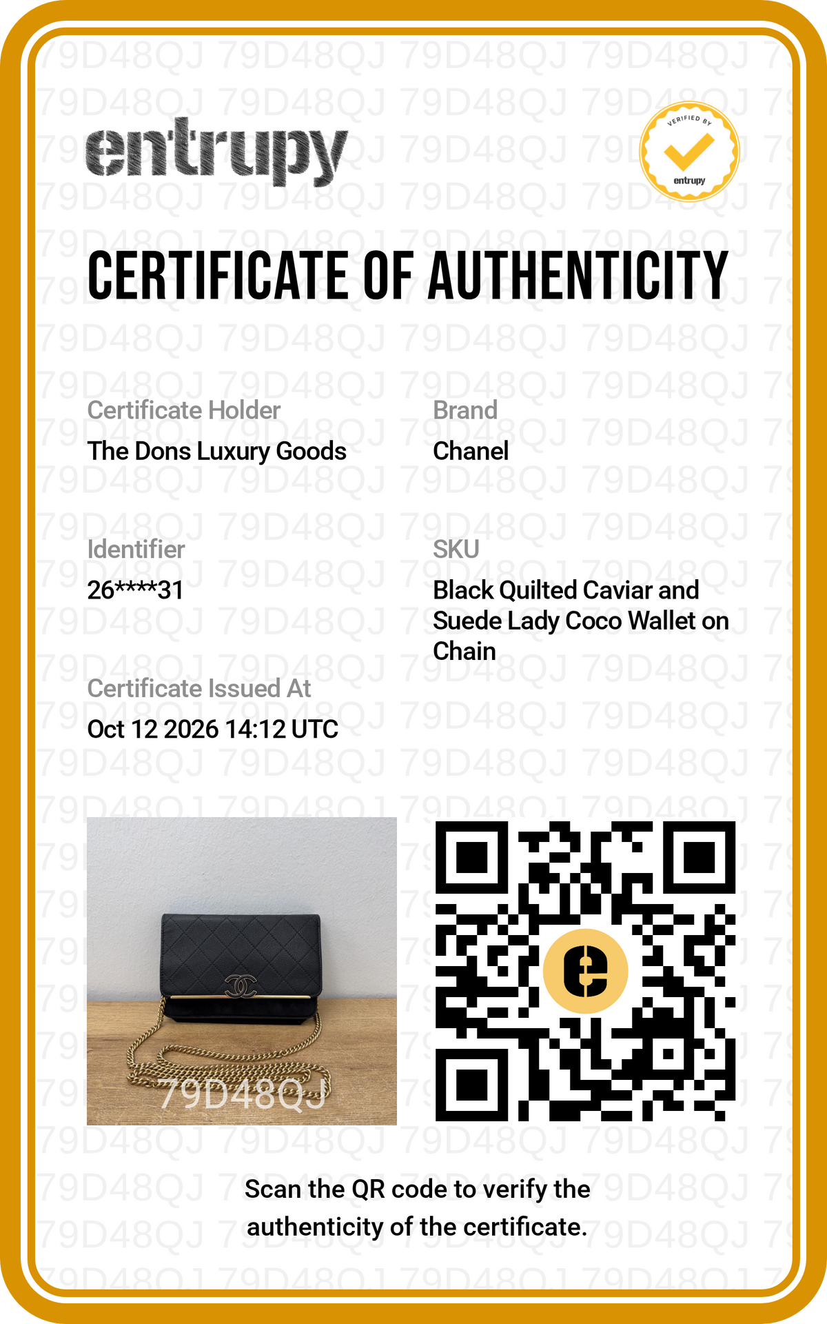 Entrupy certificate