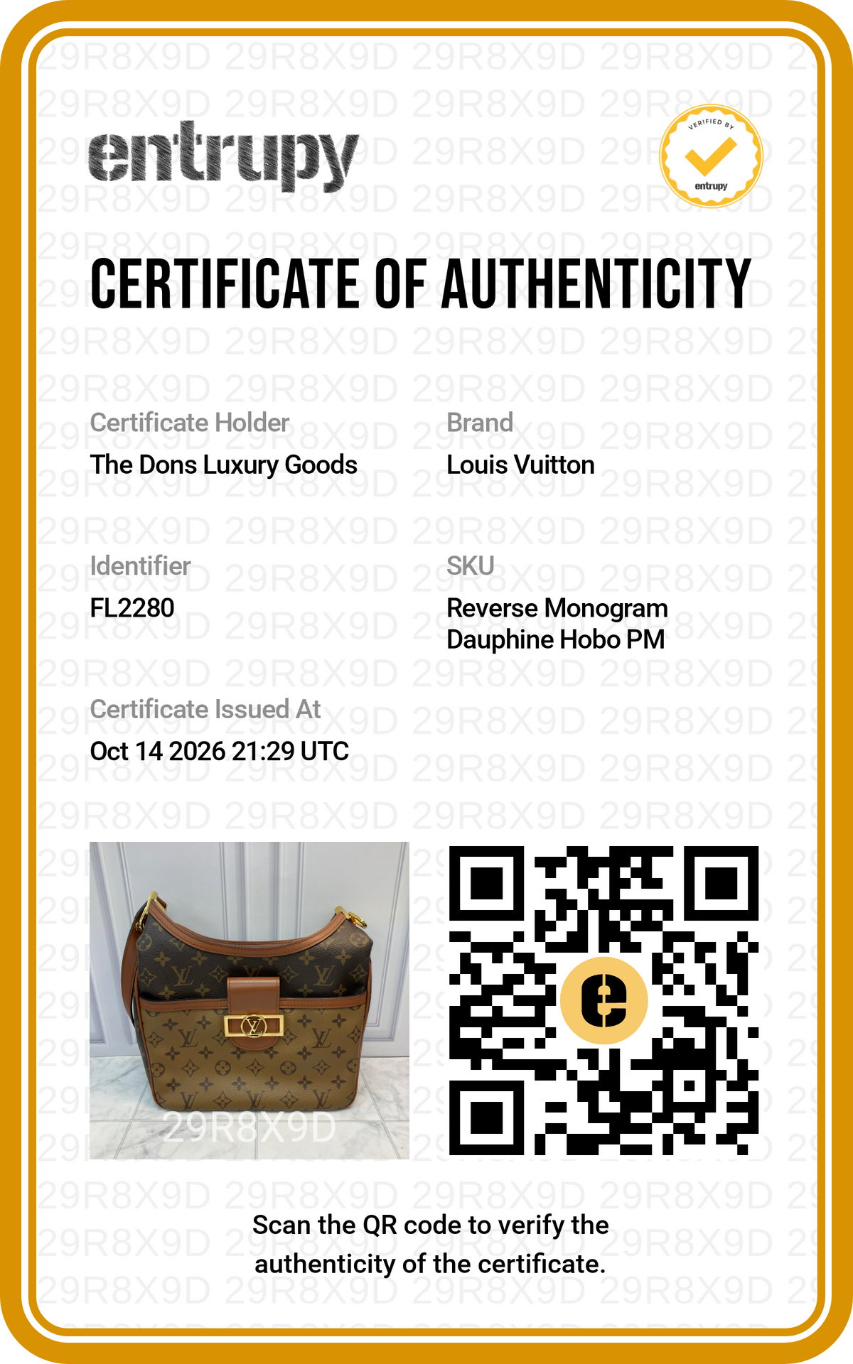 Entrupy certificate