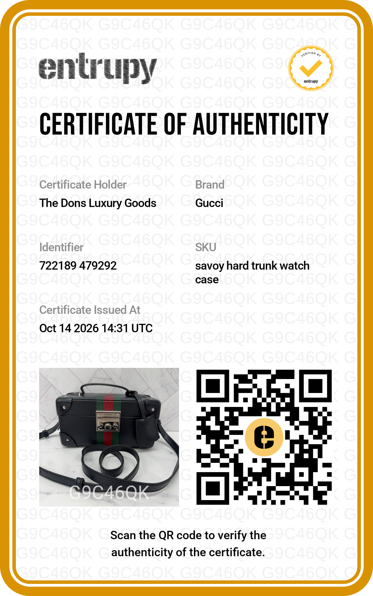 Entrupy certificate