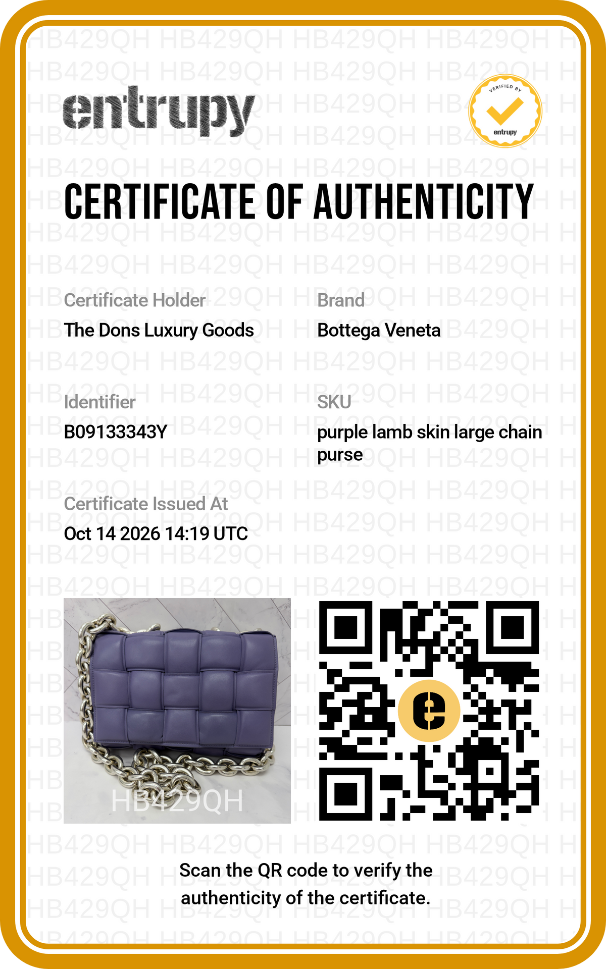 Entrupy certificate