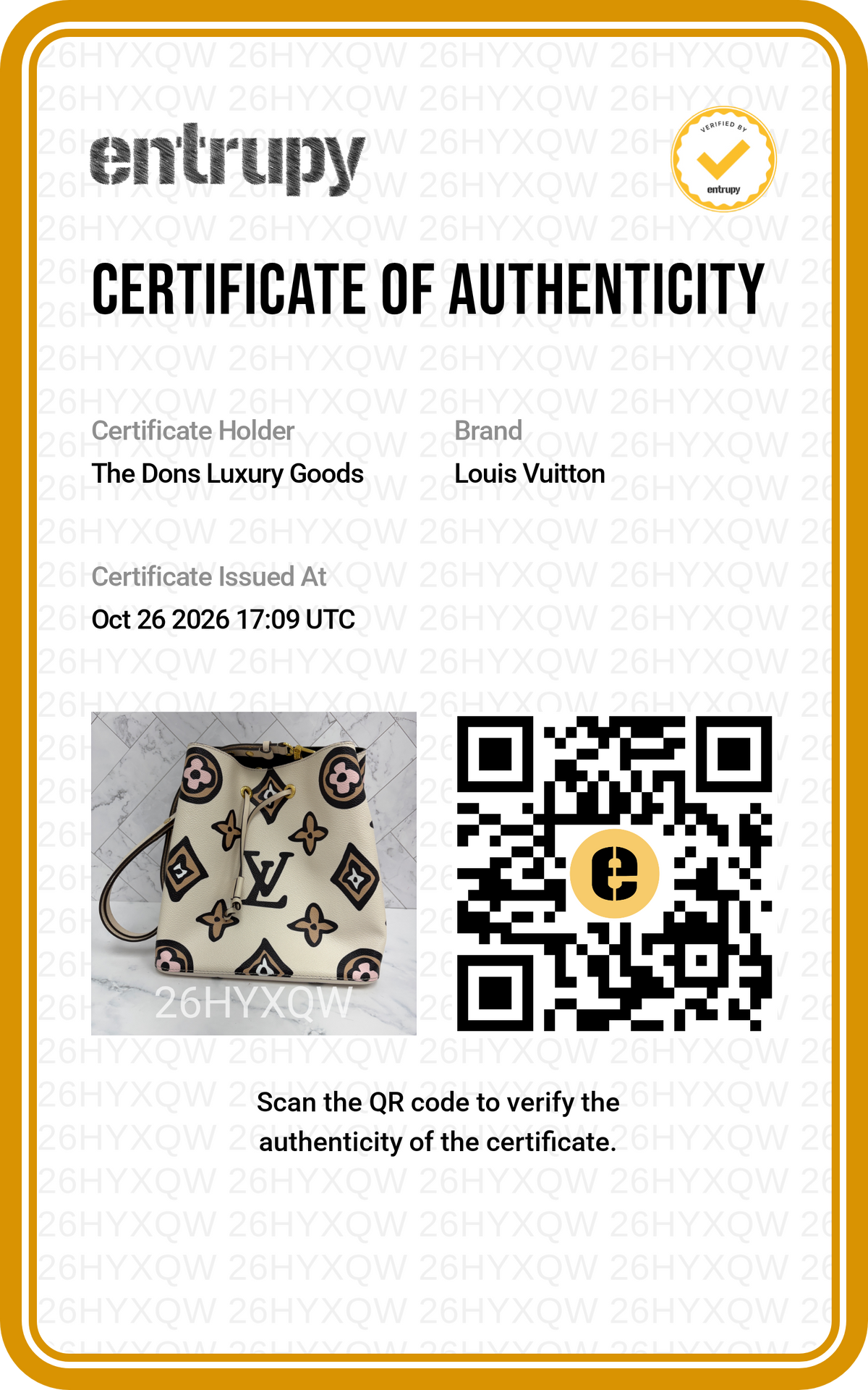 Entrupy certificate