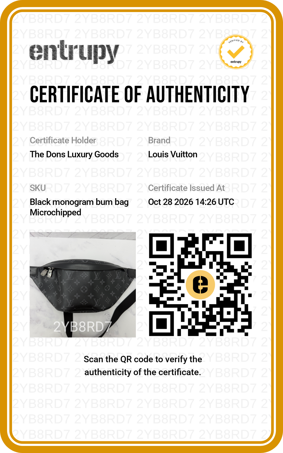 Entrupy certificate