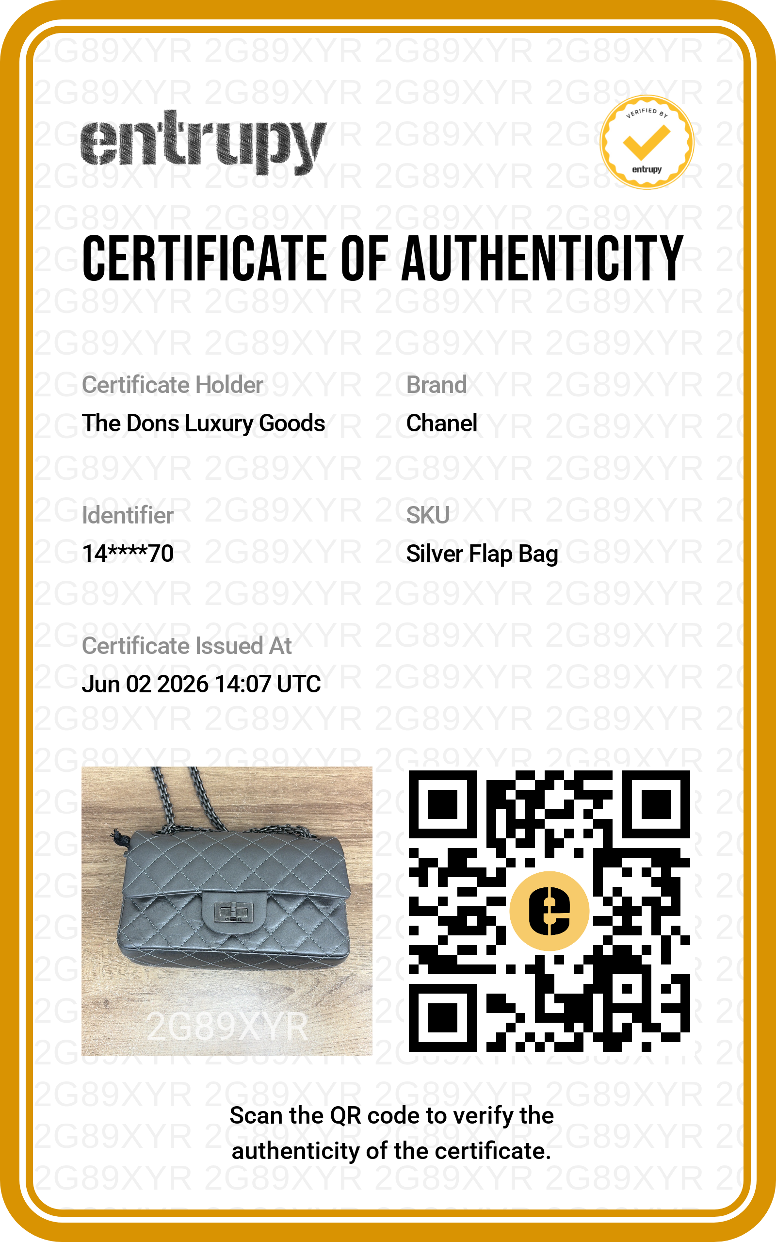 Entrupy certificate