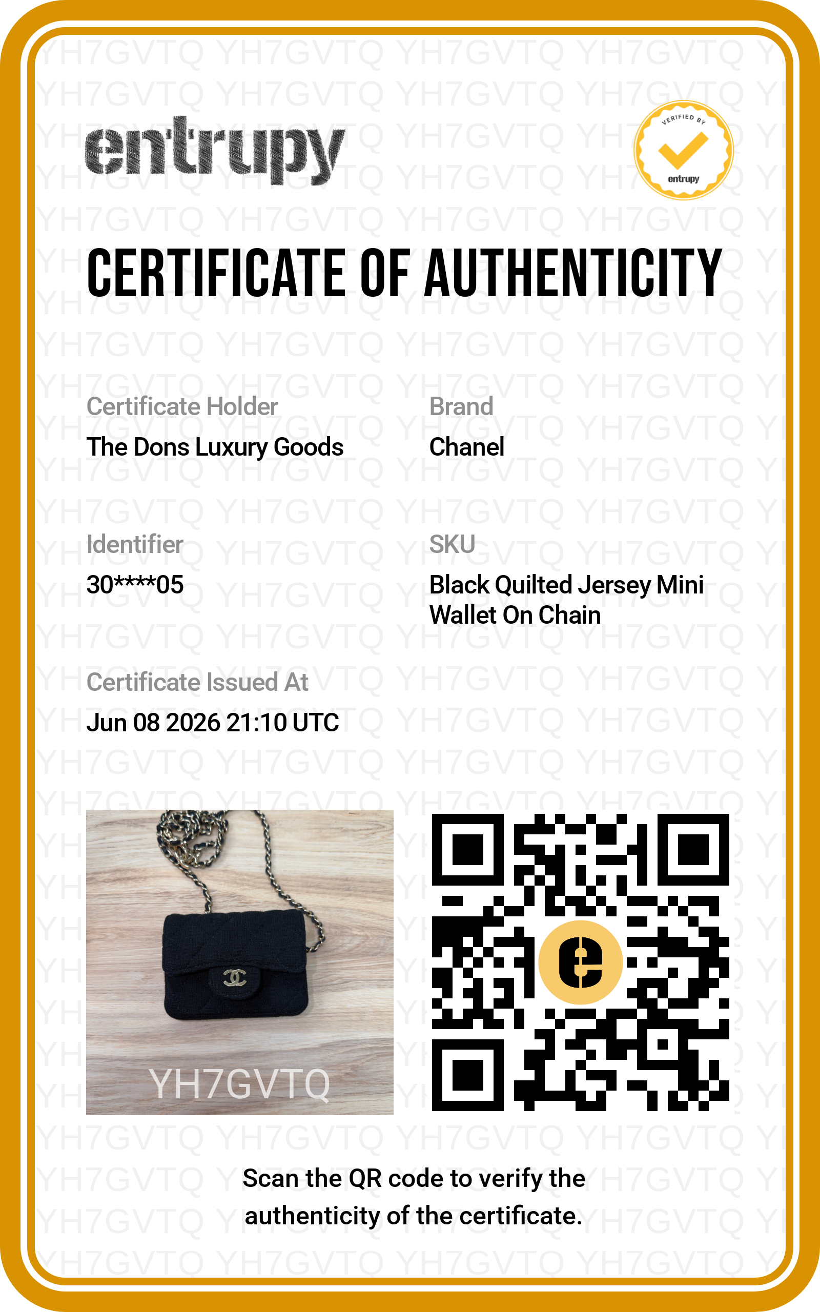 Entrupy certificate