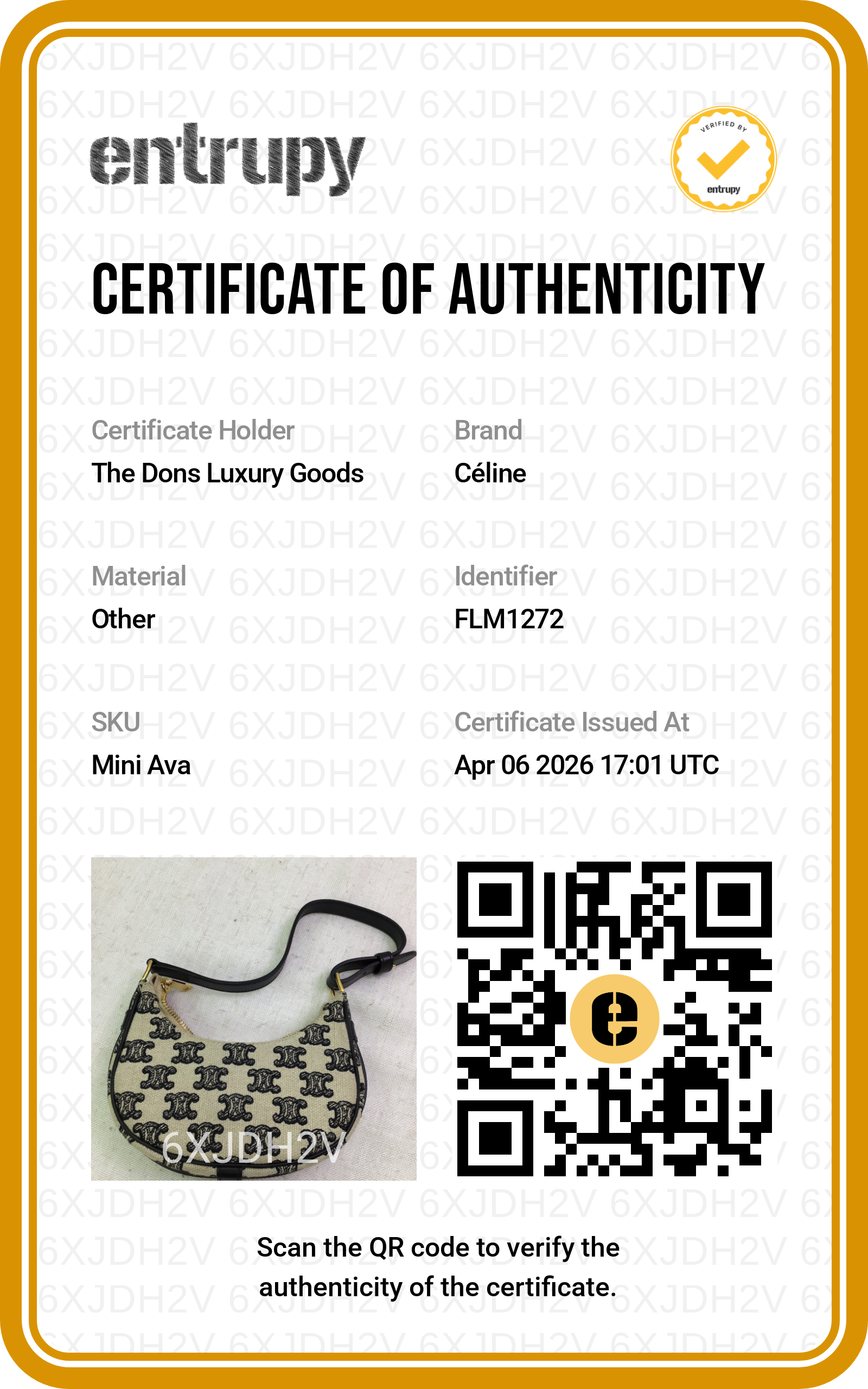 Entrupy certificate