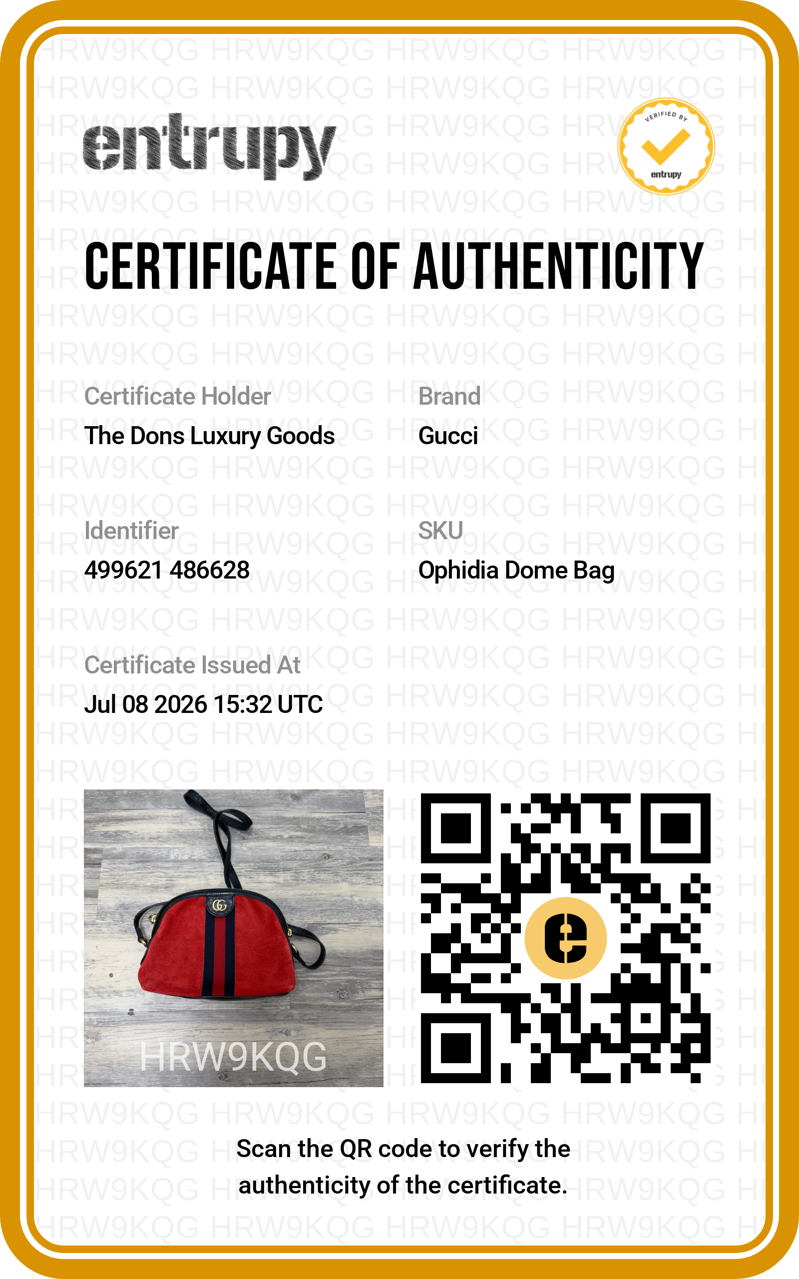 Entrupy certificate