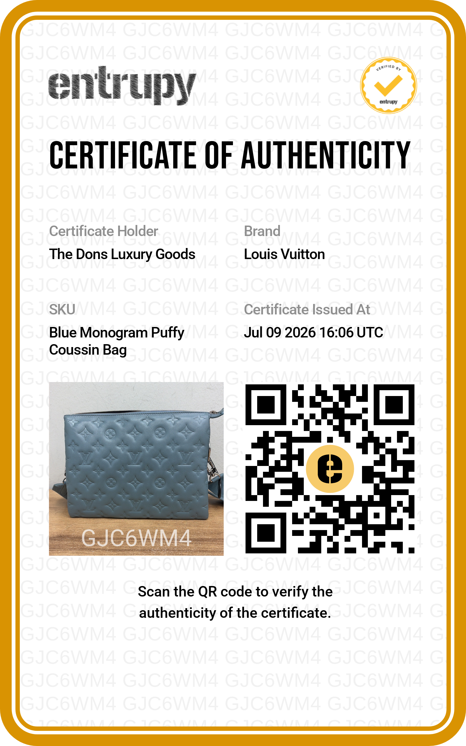 Entrupy certificate