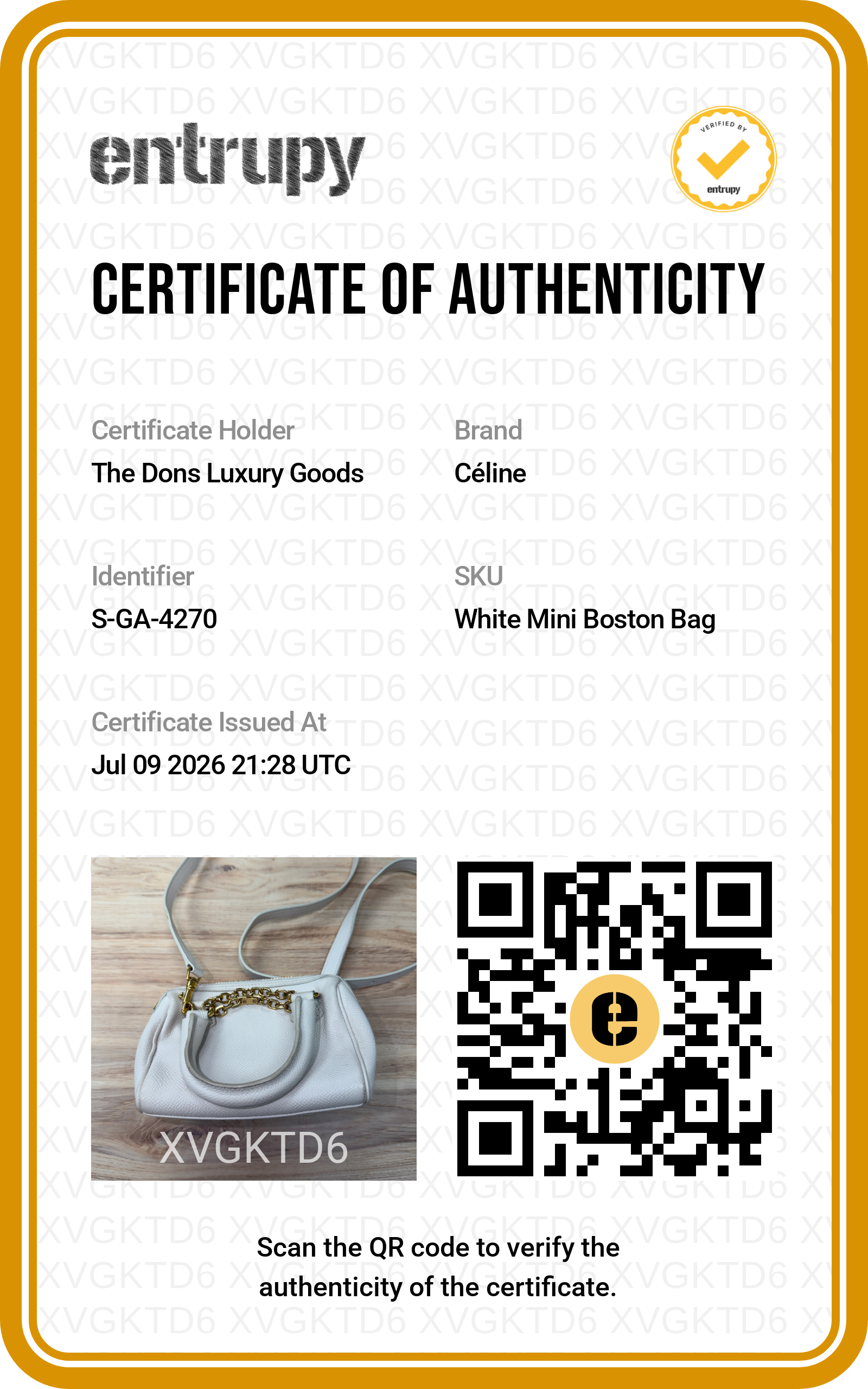 Entrupy certificate