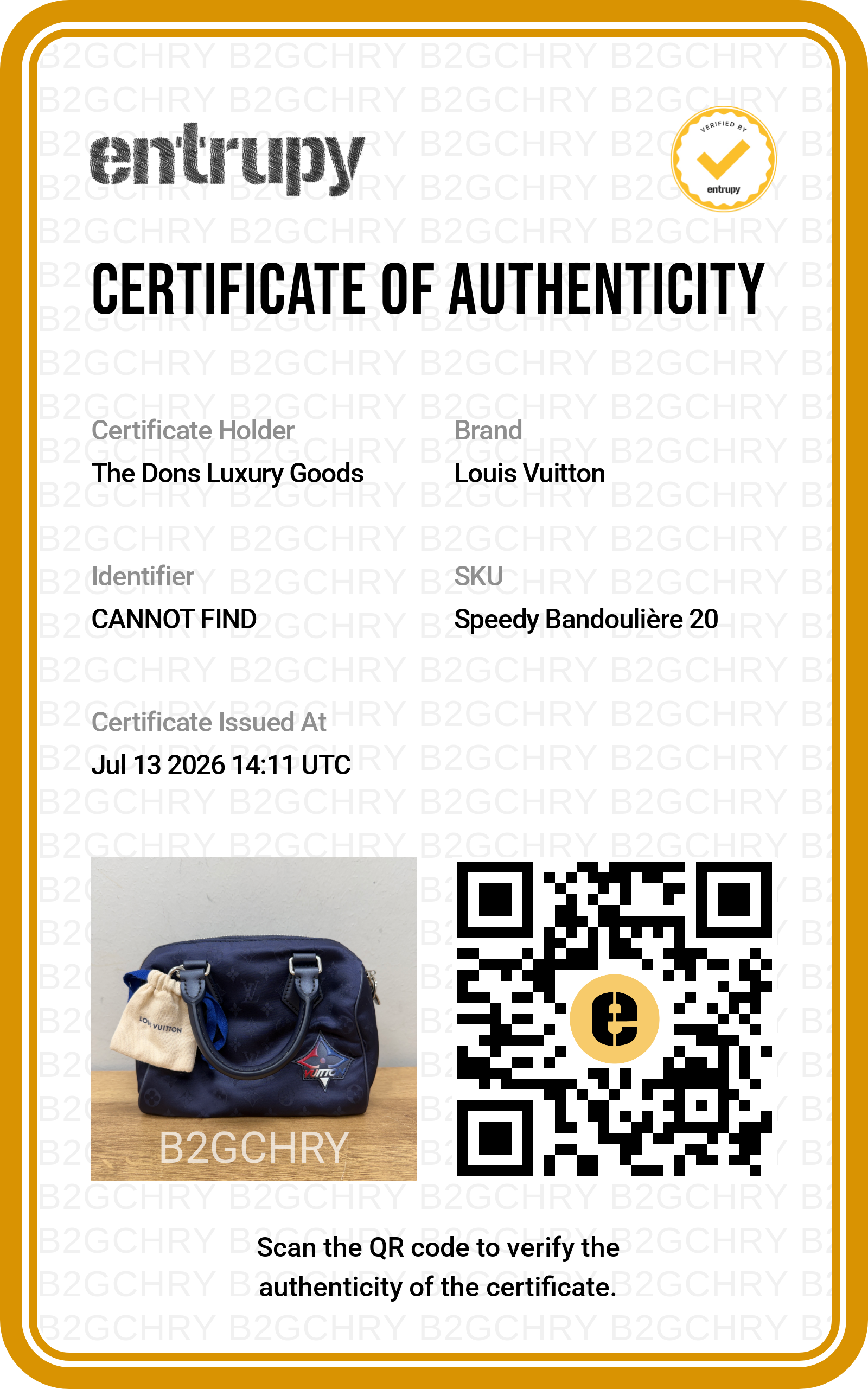 Entrupy certificate