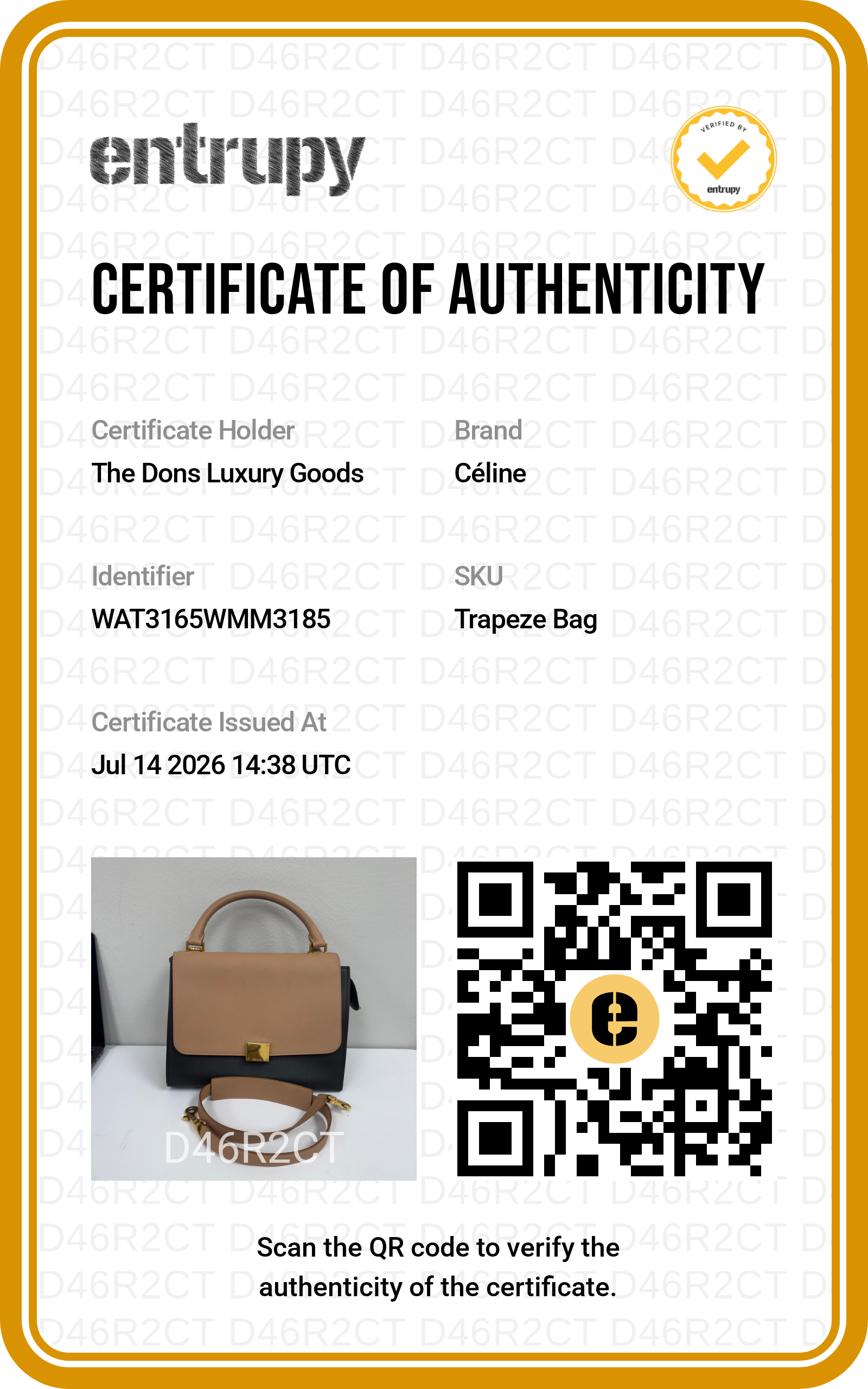 Entrupy certificate