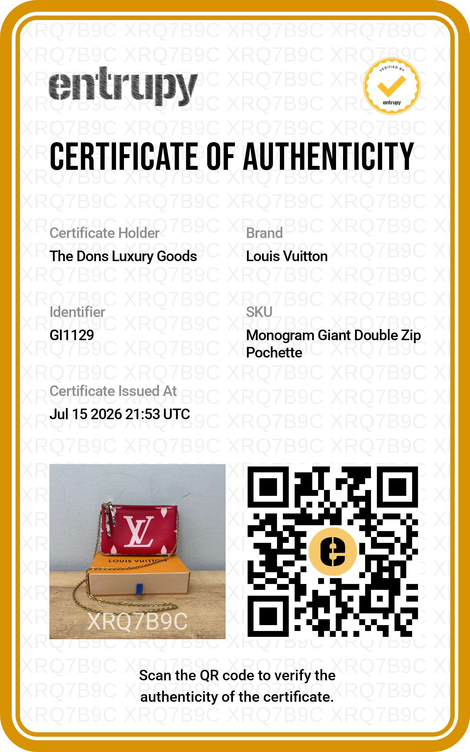 Entrupy certificate