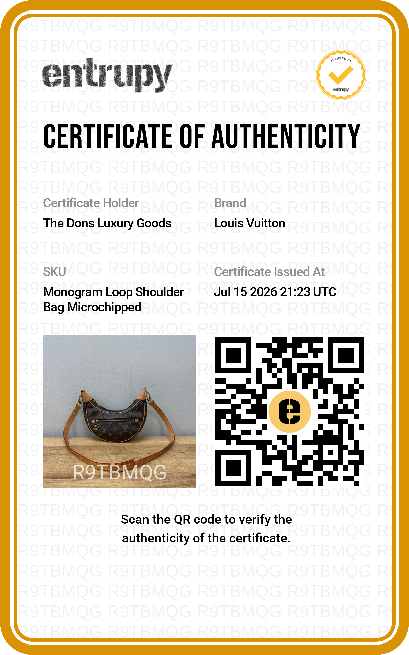 Entrupy certificate