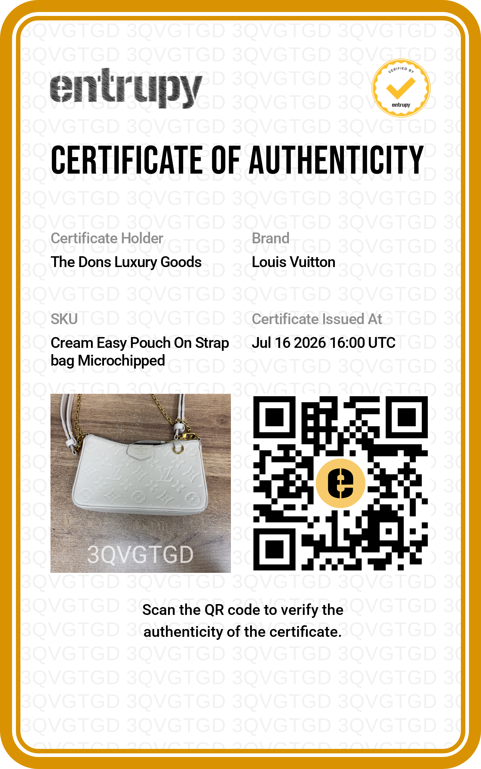 Entrupy certificate