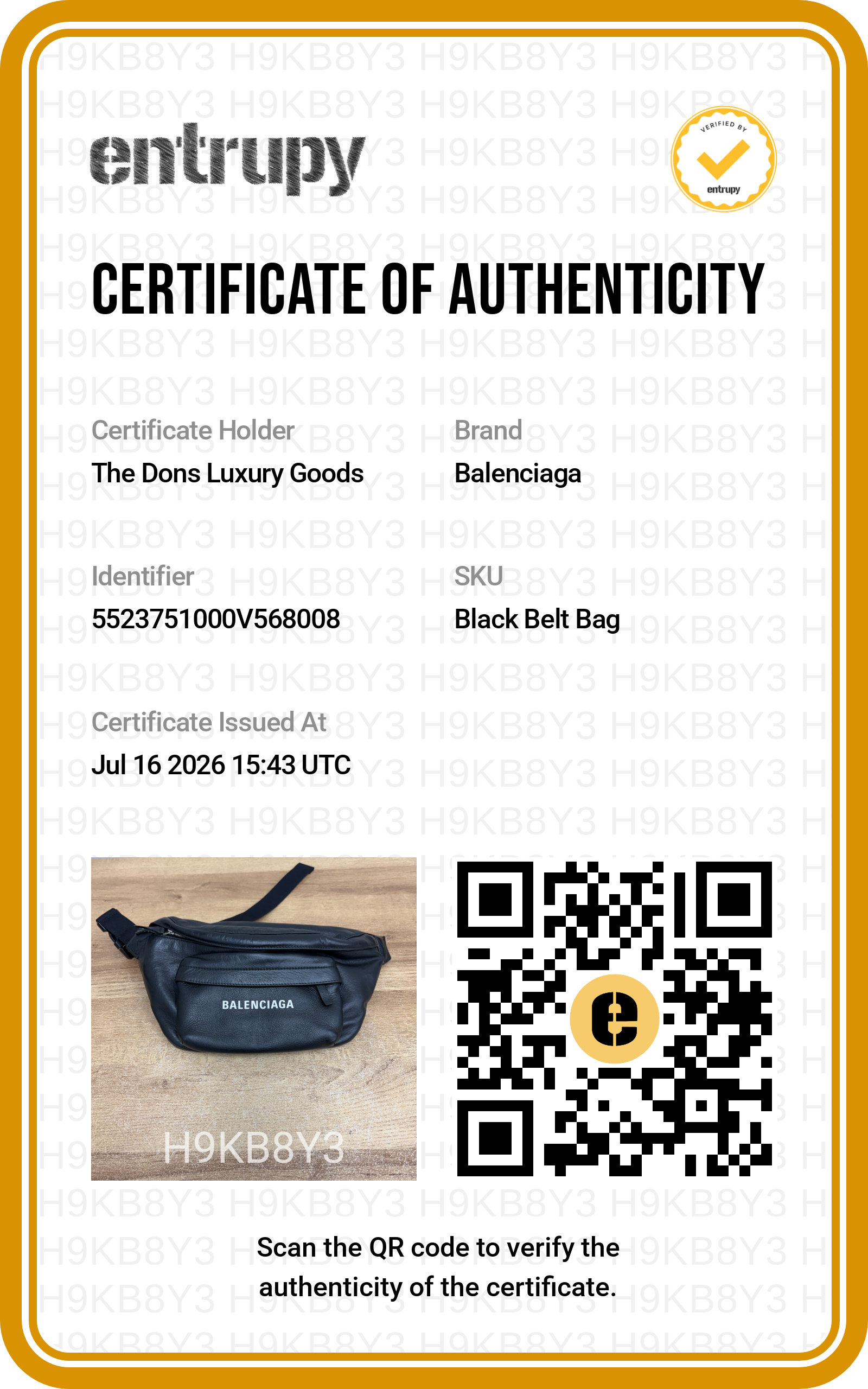 Entrupy certificate