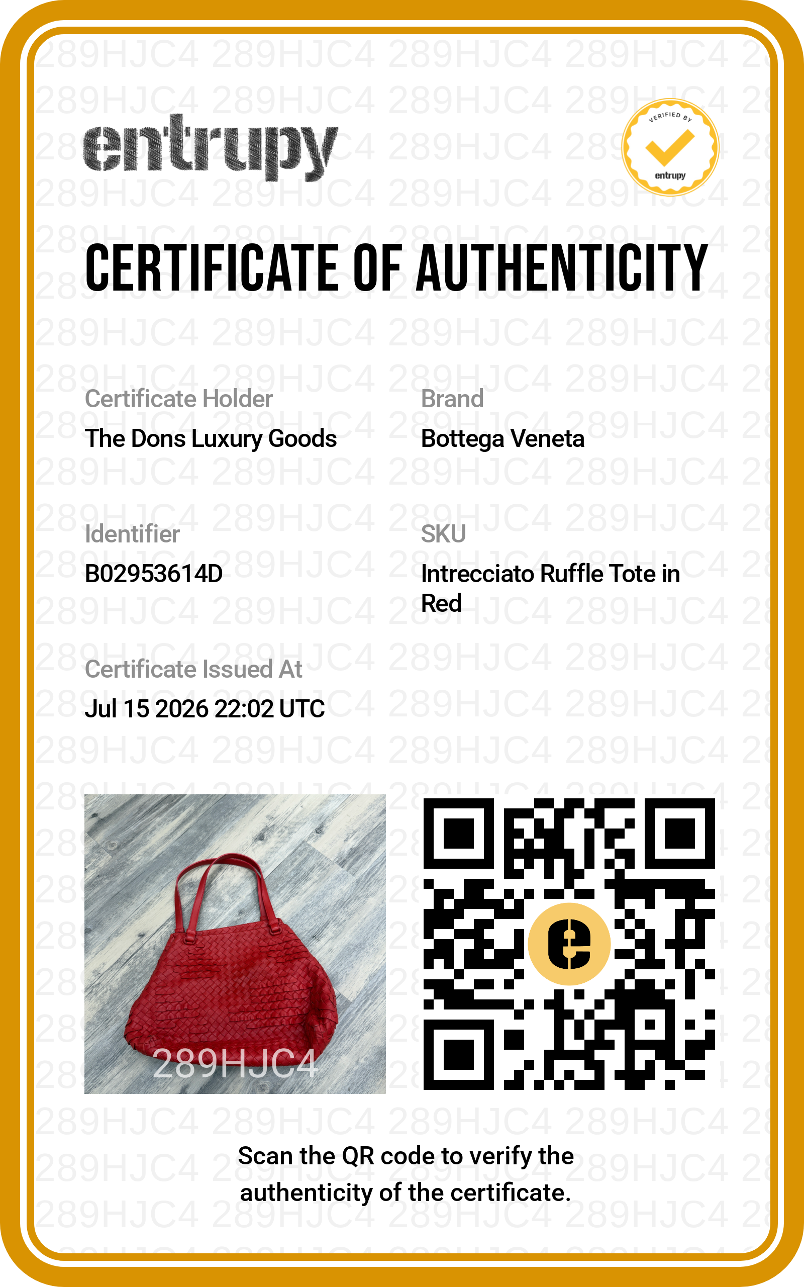 Entrupy certificate